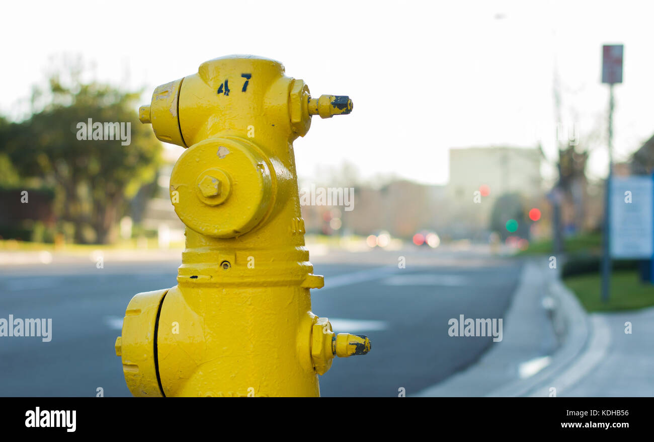 Hidrantes de agua de mar - color amarillo Foto de stock