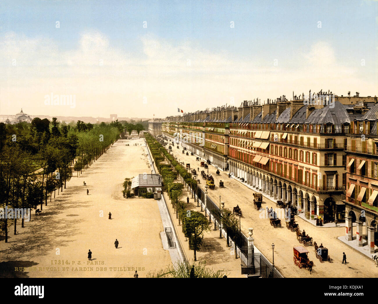 La rue de Rivoli et Jardin des Tuilleries, Exposición Universal de 1900, París, Francia Foto de stock