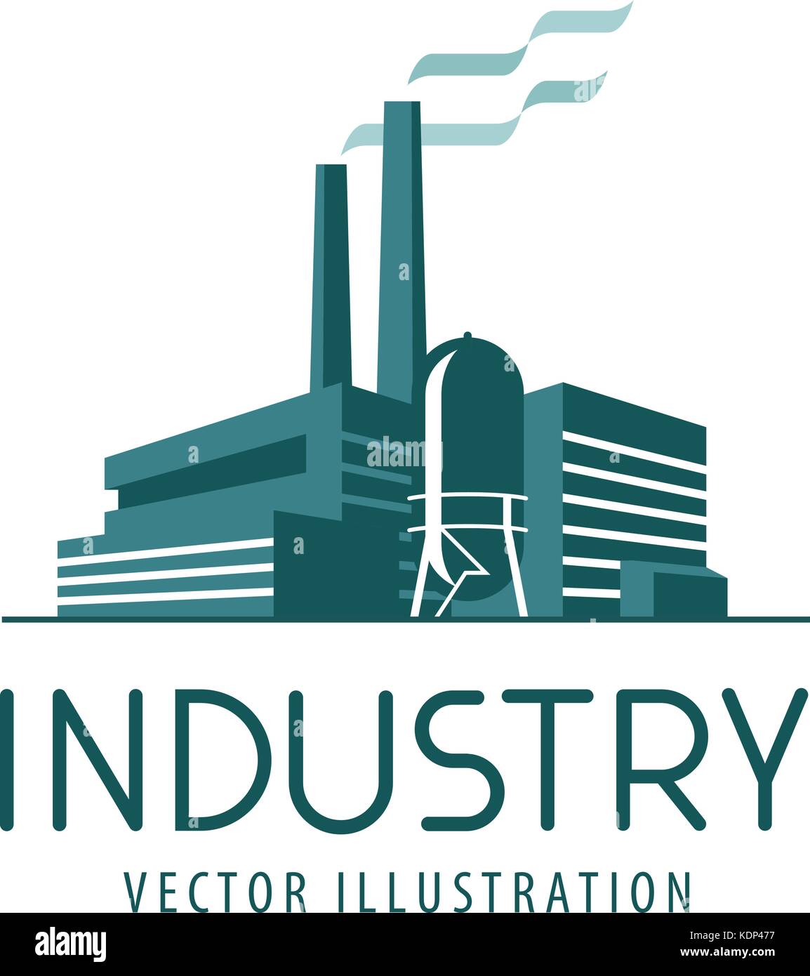 El logotipo o el icono de la industria. La fábrica, la producción industrial, la construcción de la etiqueta ilustración vectorial. Ilustración del Vector