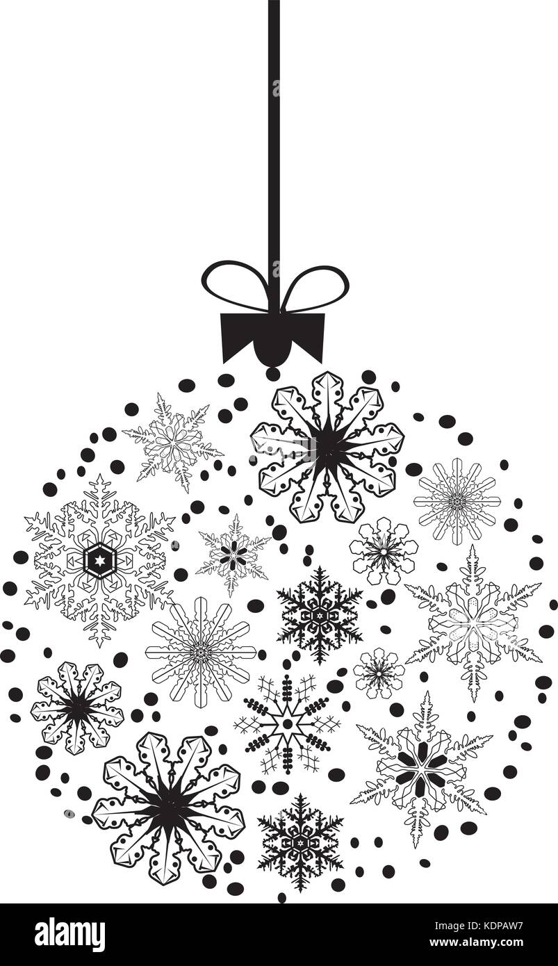 Ilustración vectorial de un copo de nieve bola de Navidad aisladas sobre fondo blanco. Ilustración del Vector