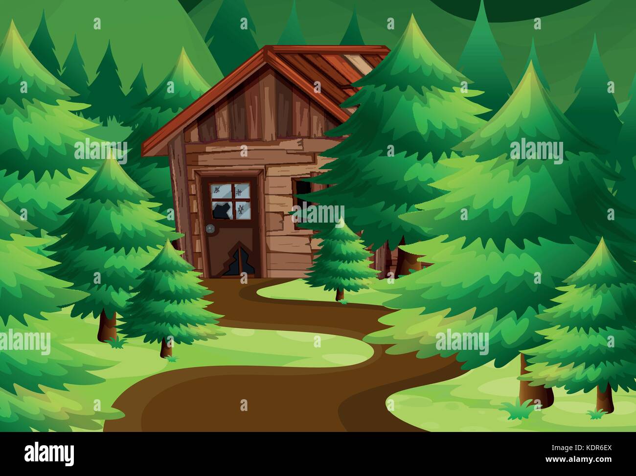 Antigua cabaña de madera en los bosques ilustración Imagen Vector de stock  - Alamy