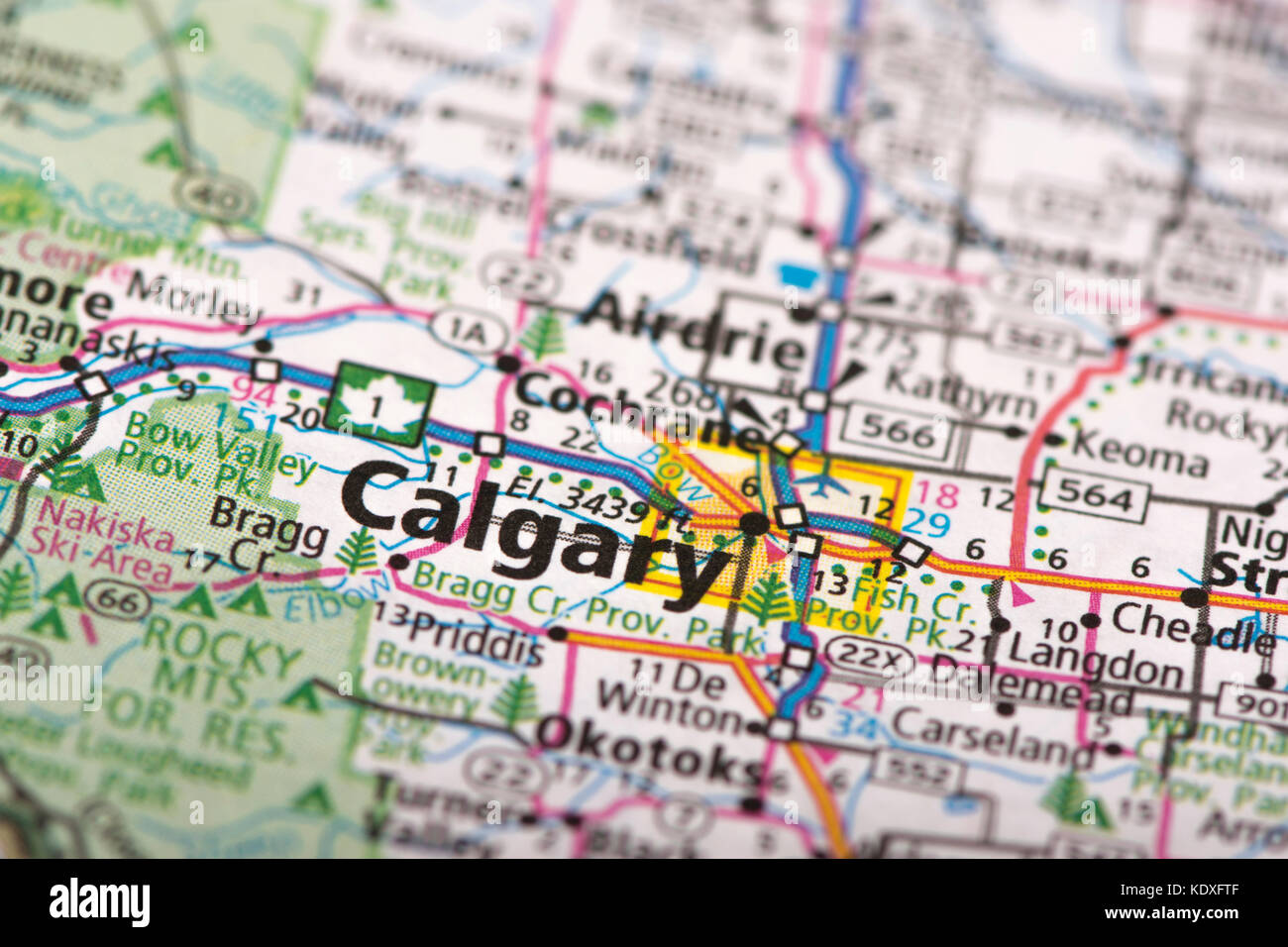 Primer plano de Calgary, Alberta, en un mapa político de Canadá Fotografía de stock Alamy