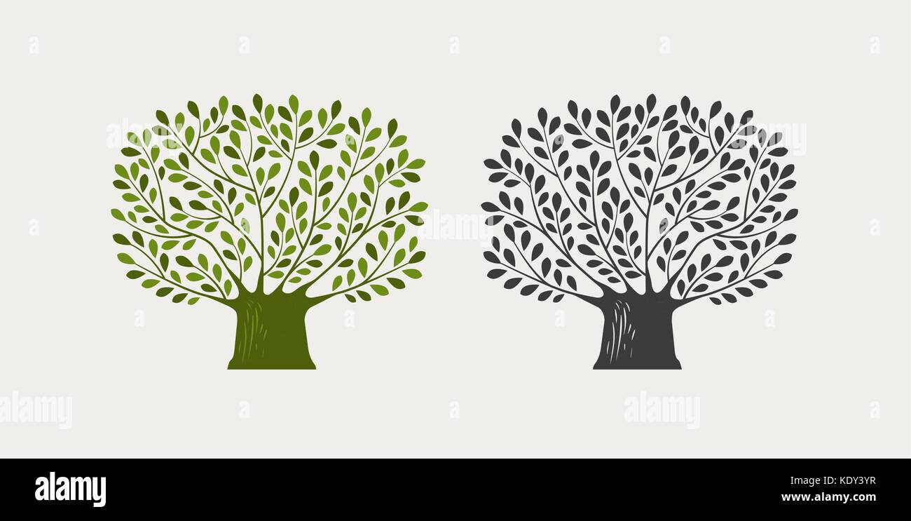 Logotipo o símbolo de árbol. La naturaleza, ecología, medio ambiente icono ilustración vectorial. Ilustración del Vector
