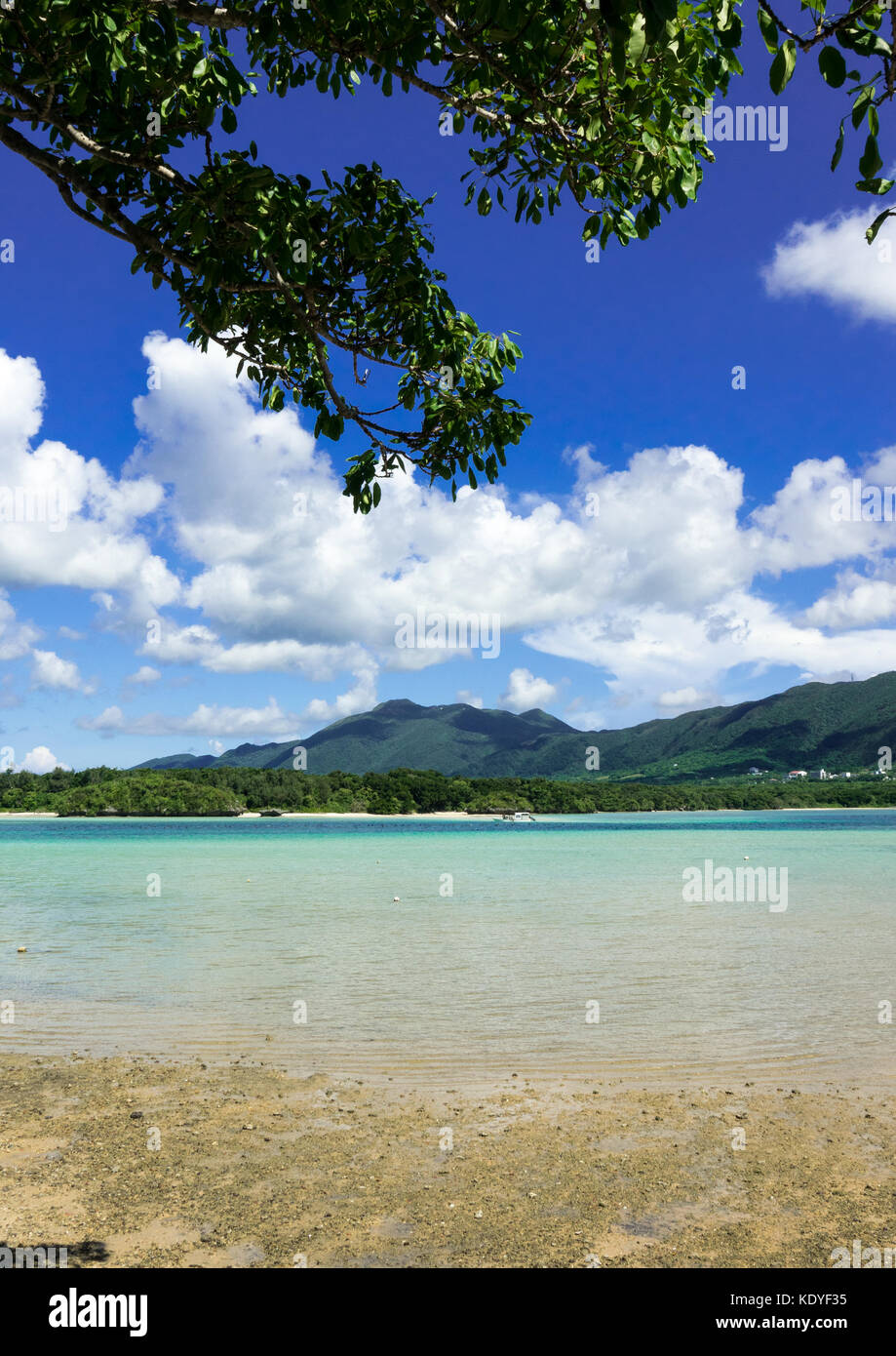 Vista de la bahía de Kabira escénica y sus aguas cristalinas, Ishigaki