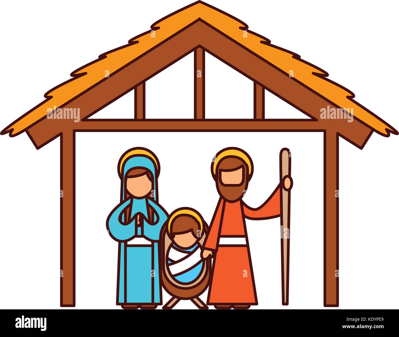 Pesebre navideño tradicional de la familia para el niño Jesús, la Virgen  María y san josé Imagen Vector de stock - Alamy