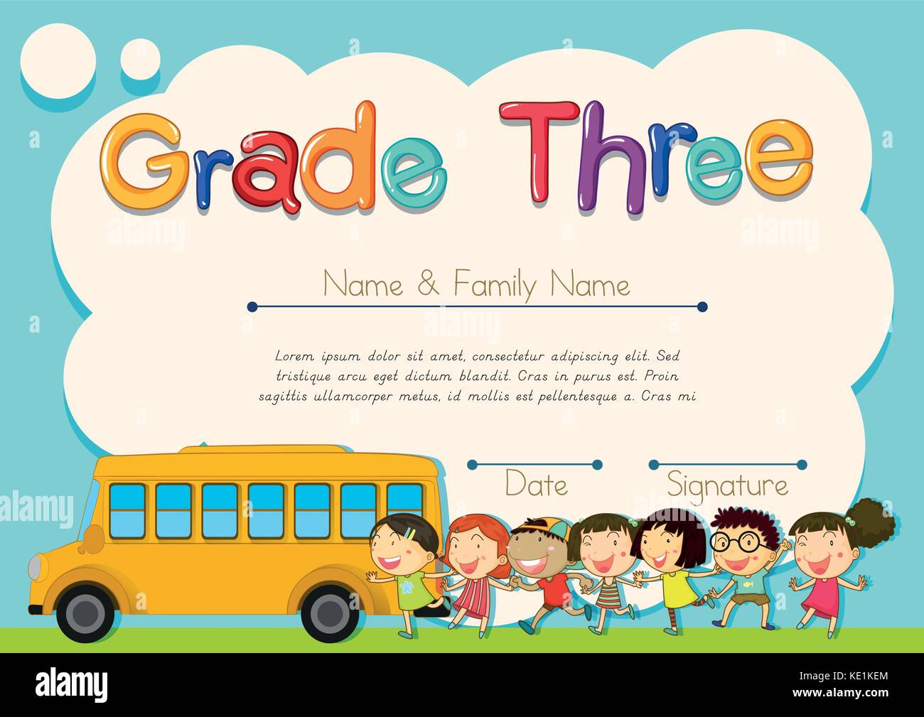 Los alumnos de cuarto grado diploma con schoolbus y niños ... Los alumnos de cuarto grado diploma con schoolbus y niños ...
