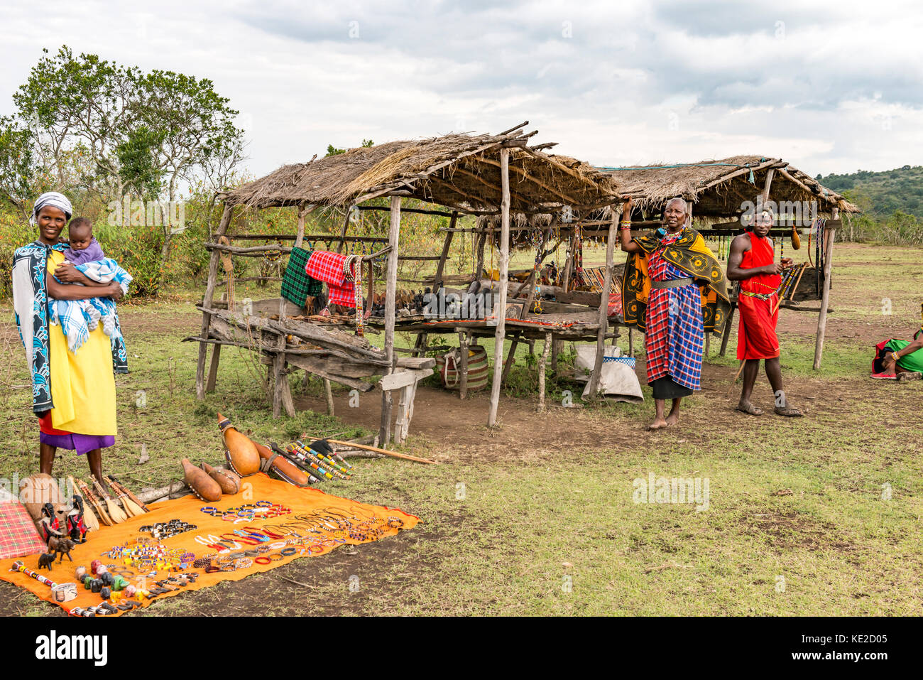 Un mercado en el Masai Mara, Kenia Foto de stock