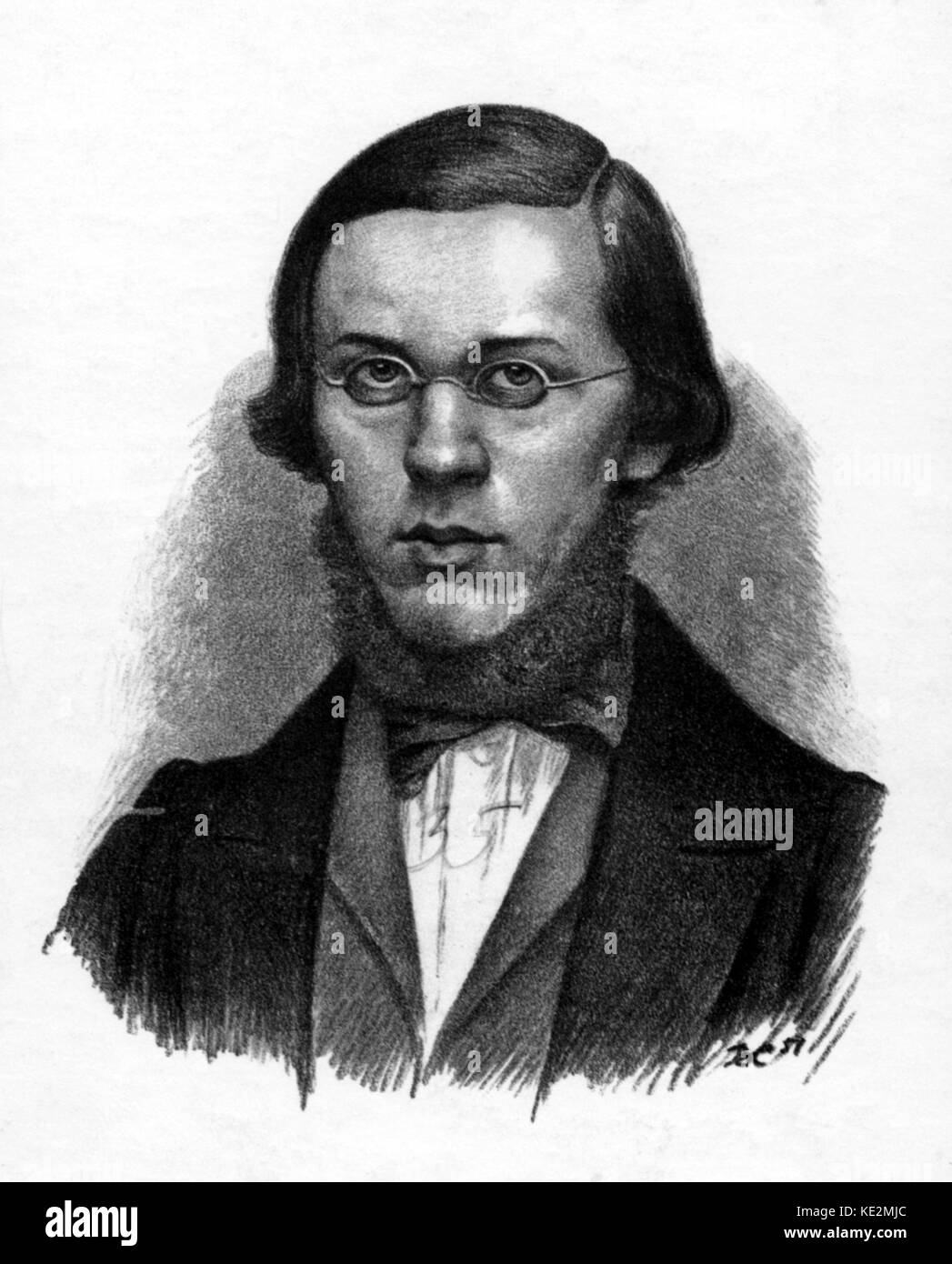 Nikolai Alexandrovich Dobrolubov - retrato del autor ruso. 1836 - 1861 Foto de stock