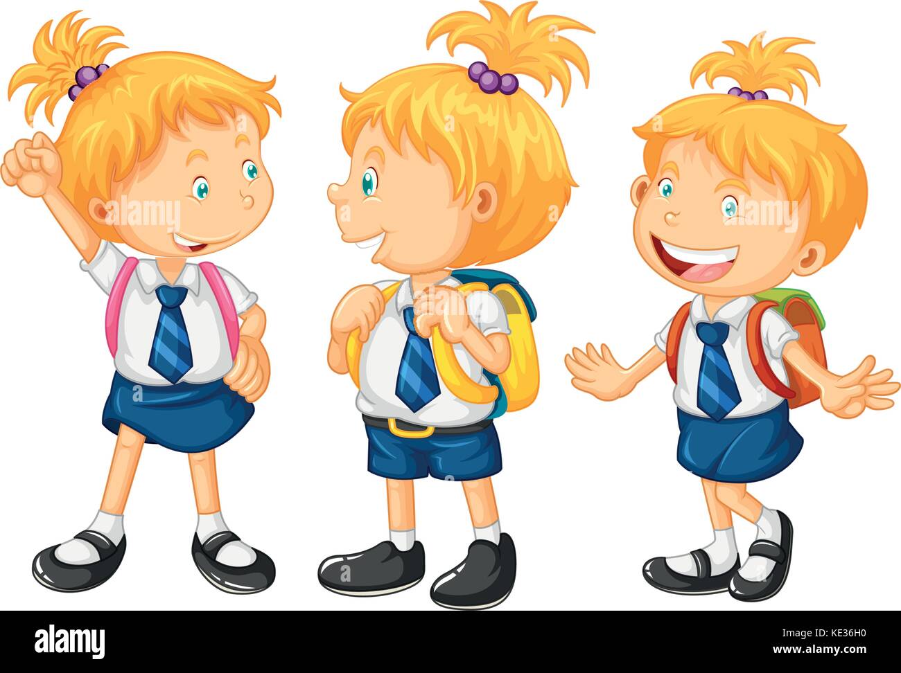 Los niños con uniforme escolar en la ilustración Imagen Vector de stock -  Alamy