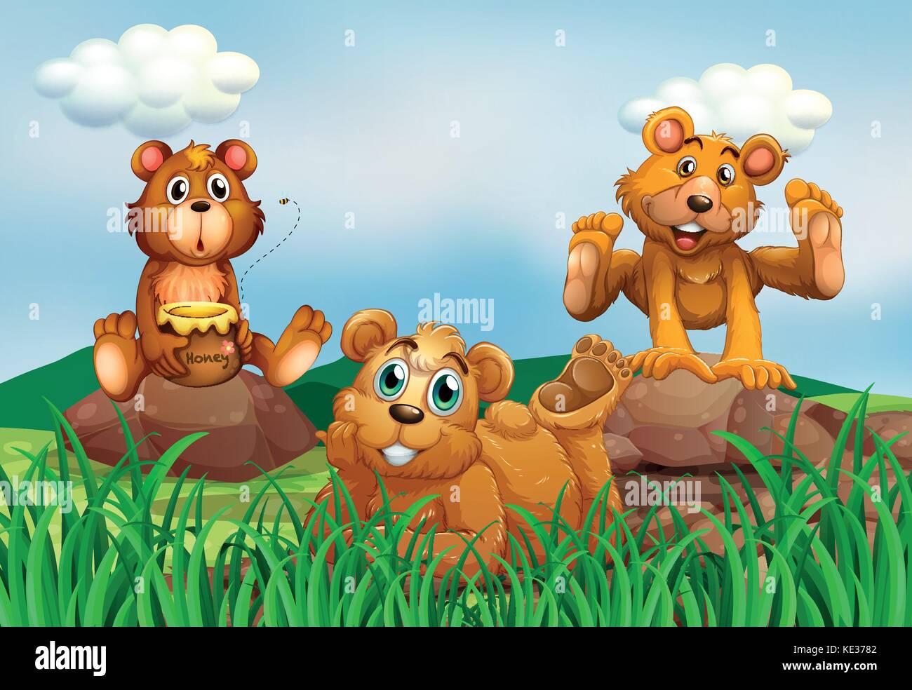 Tres osos en el campo ilustración Ilustración del Vector