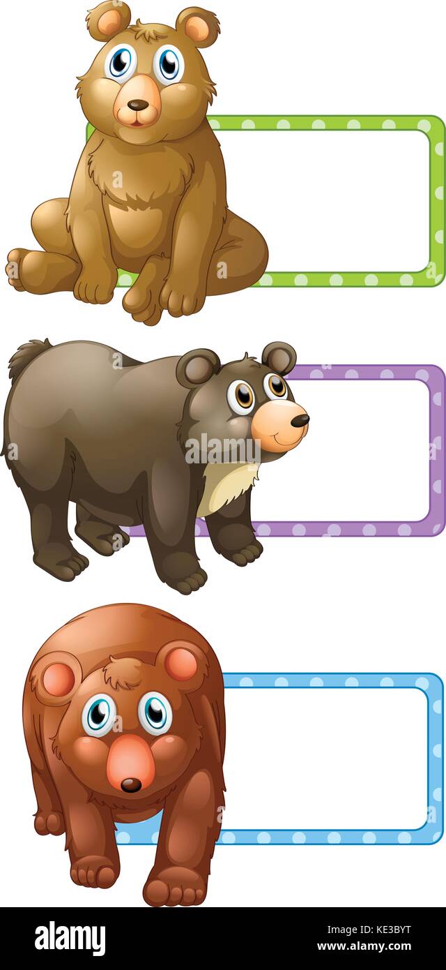 Polkadot etiquetas con los osos ilustración Ilustración del Vector