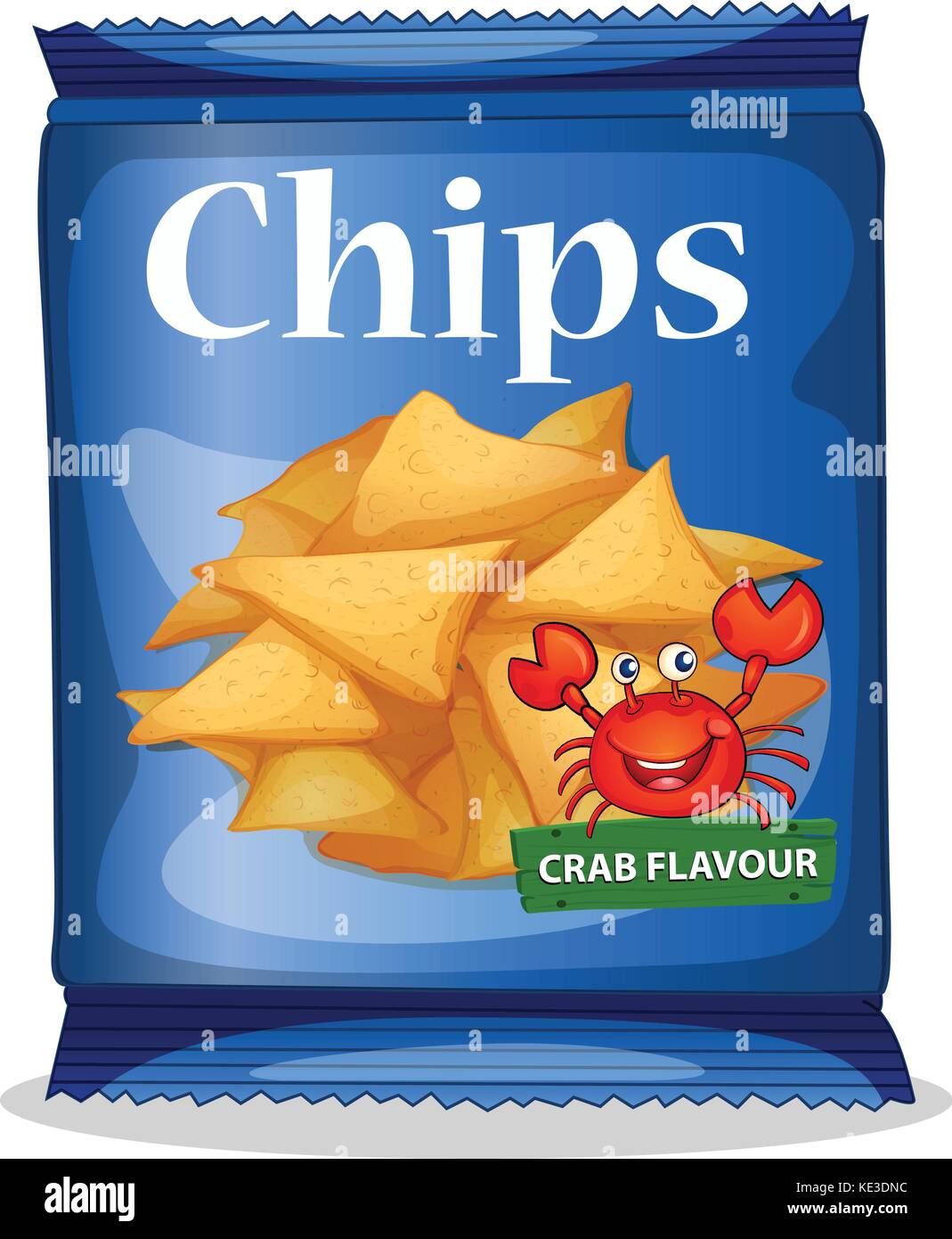 mando Cielo mimar Bolsa de chips de maíz sabor cangrejo ilustración Imagen Vector de stock -  Alamy