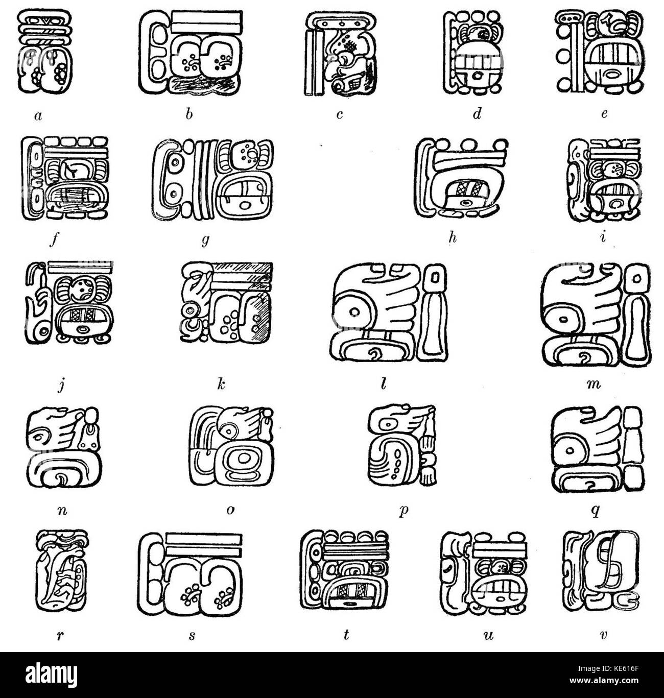 Jeroglíficos Mayas Fig 37 Foto de stock