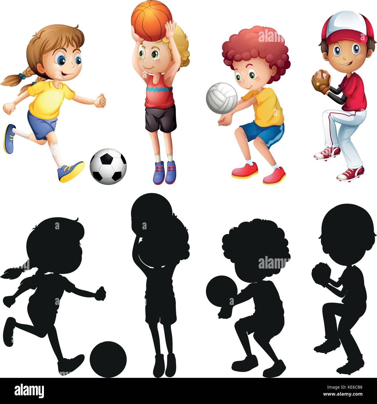 Niños haciendo deportes imágenes de stock de arte vectorial