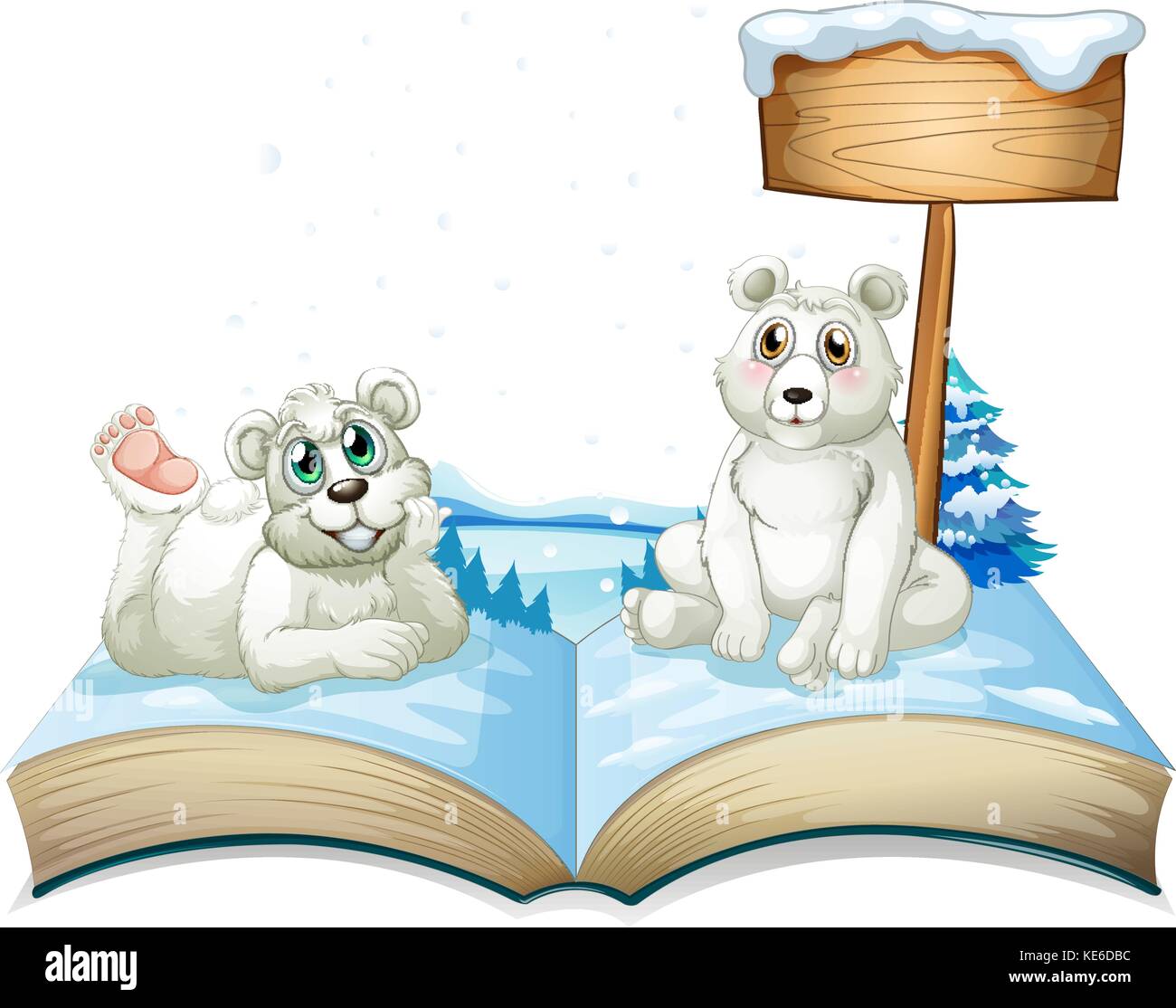Libro de dos osos polares en la nieve ilustración Ilustración del Vector