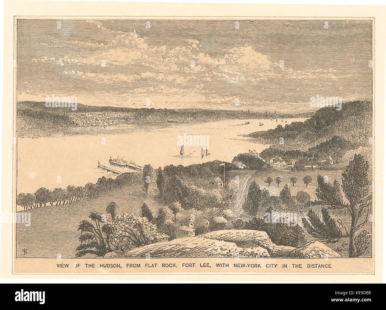 Vista del Hudson en Flat Rock, Fort Lee, con la Ciudad de Nueva York en la distancia (NYPL B12610211) 424943 Foto de stock