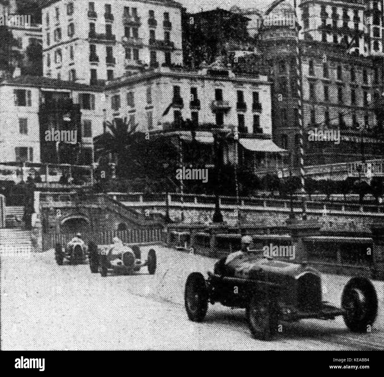 Gran Premio de Mónaco de 1936 au virage du quai de plaisance ordre Sommer, et Rosemeyer Caracciola Foto de stock