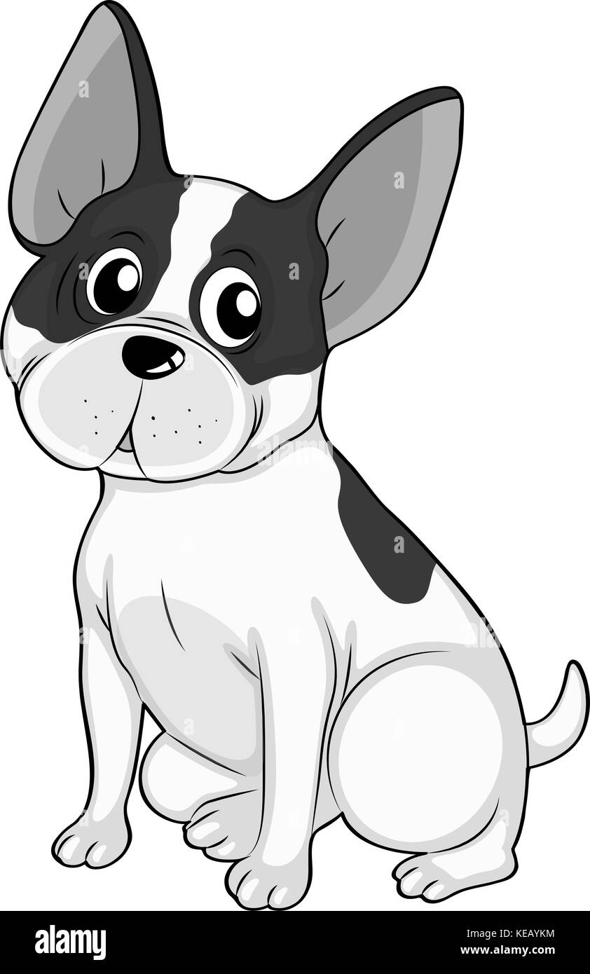 Orejas perro ilustración en blanco y negro Ilustración del Vector