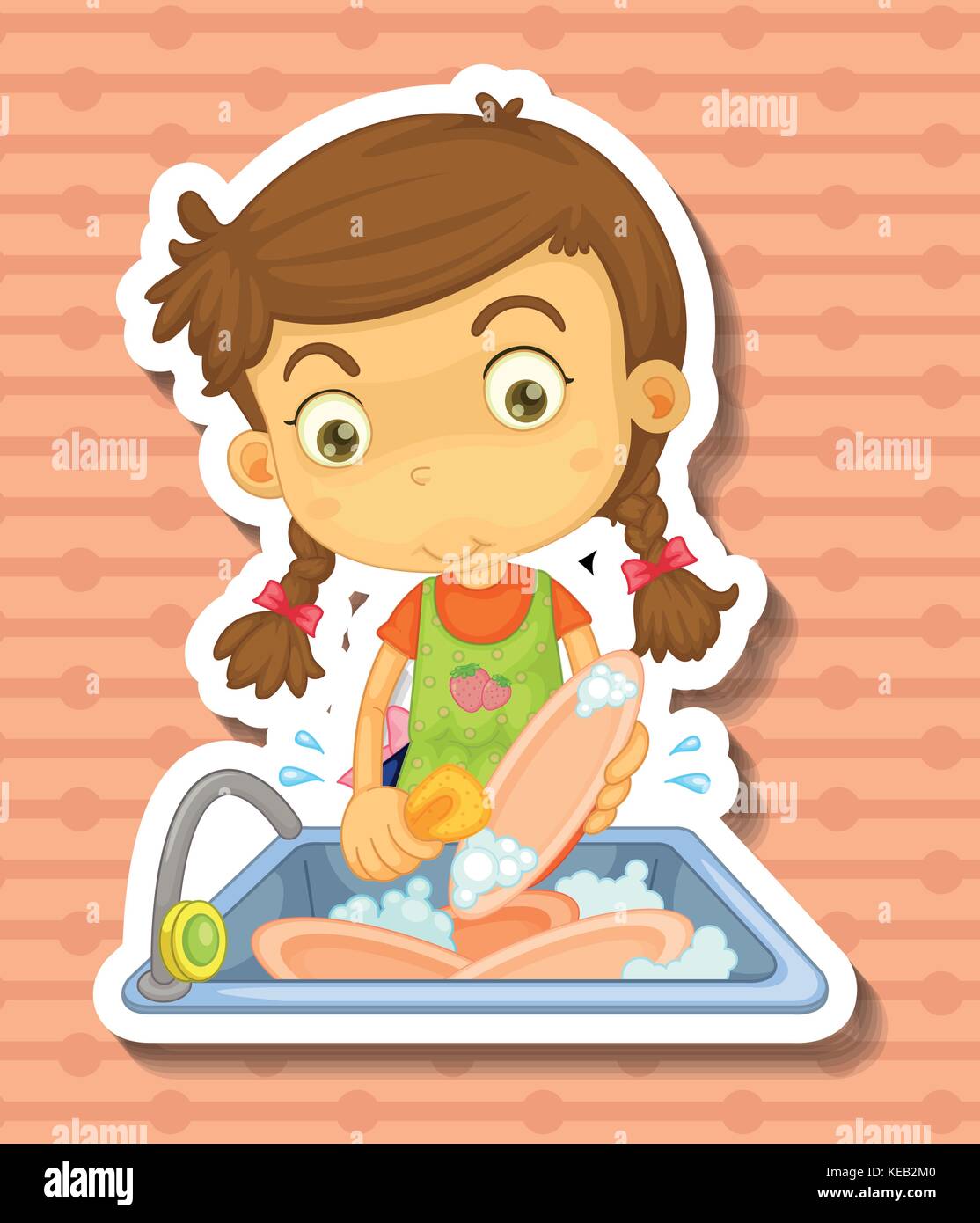 Niño lavando los platos Imágenes vectoriales de stock - Alamy