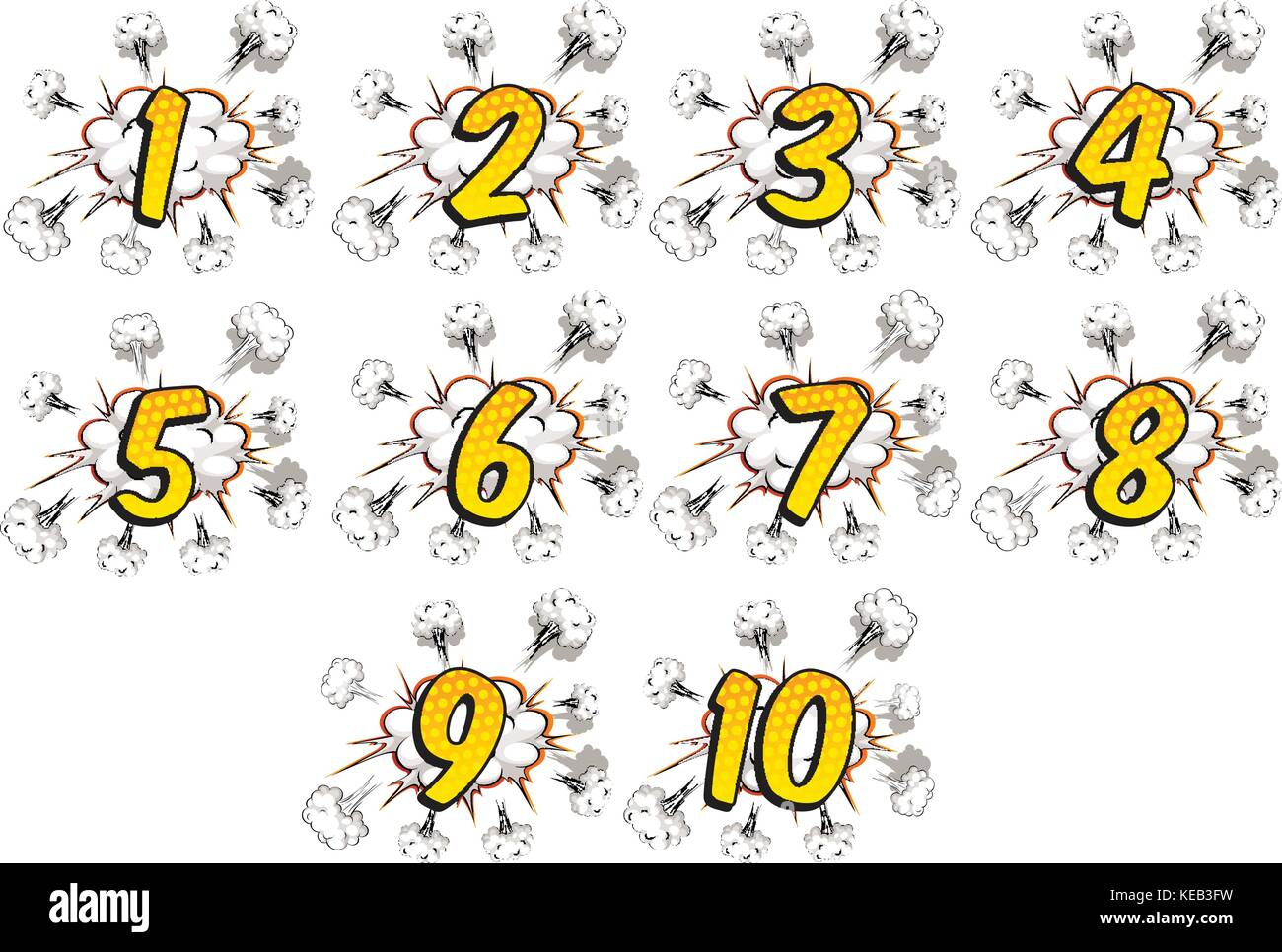 Numeros Del Uno Al Diez Con Antecedentes De Explosion Imagen