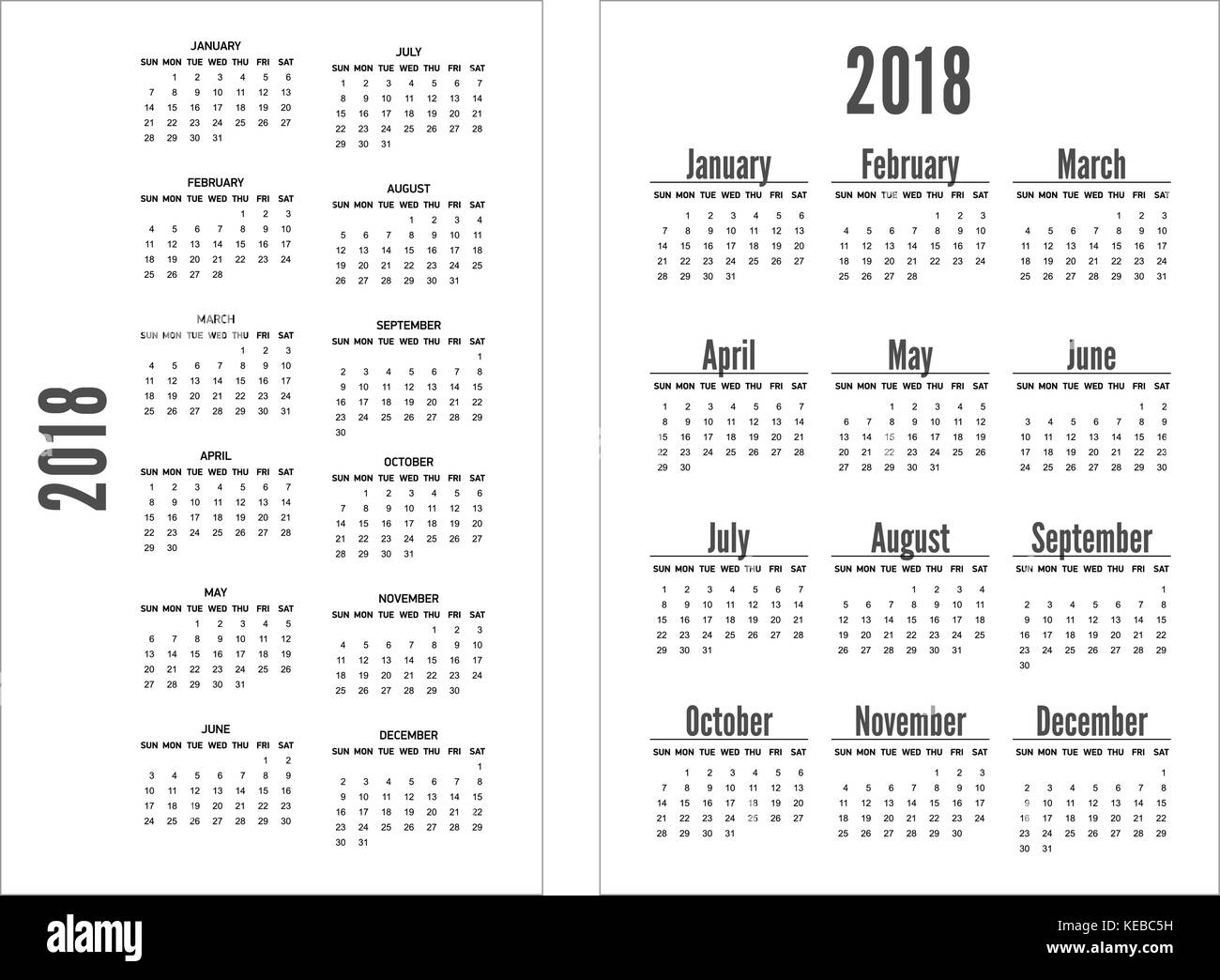 Simple En Blanco Y Negro Anos Calendario De Bolsillo Imagen Vector De Stock Alamy calendario en blanco y negro
