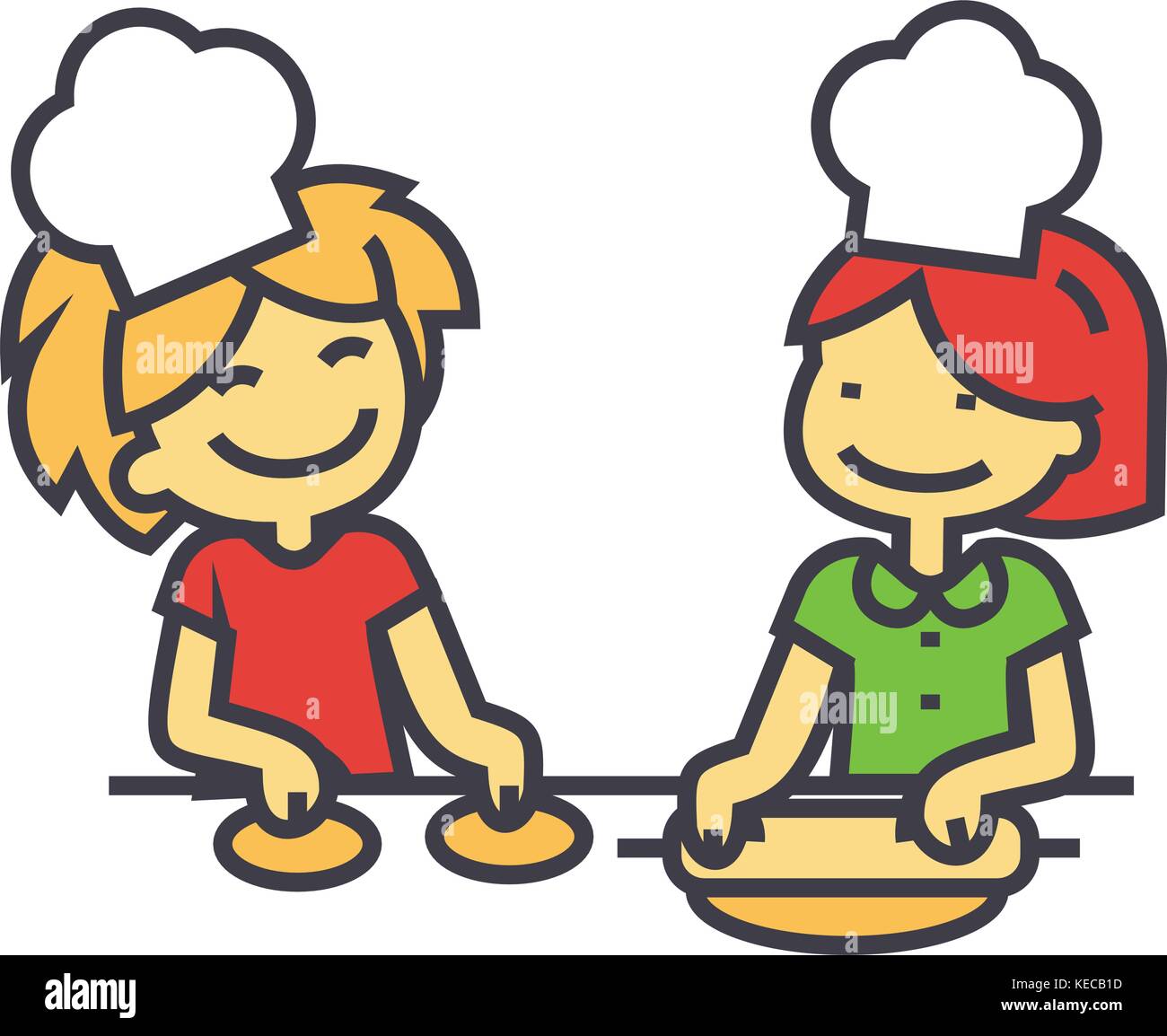 Los niños cocina, clases de cocina para niños concepto Imagen Vector de  stock - Alamy