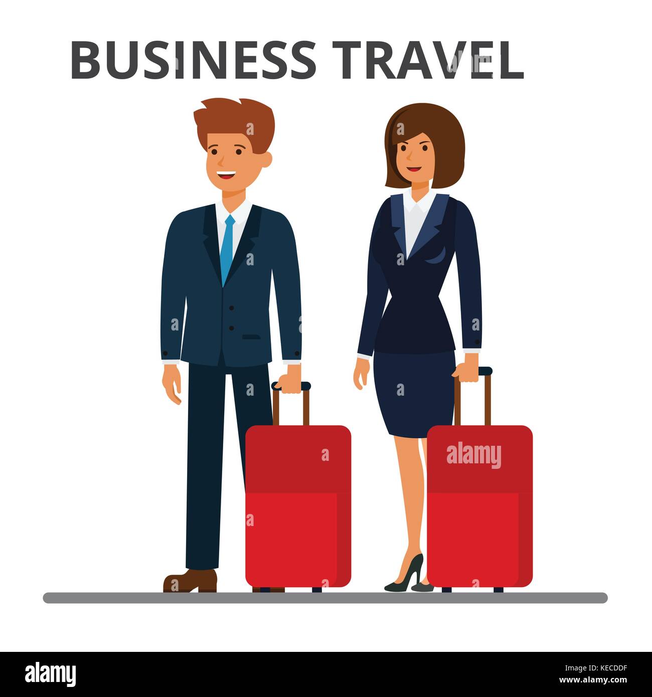 Los viajes de negocios internacionales. Empresario y empresaria con