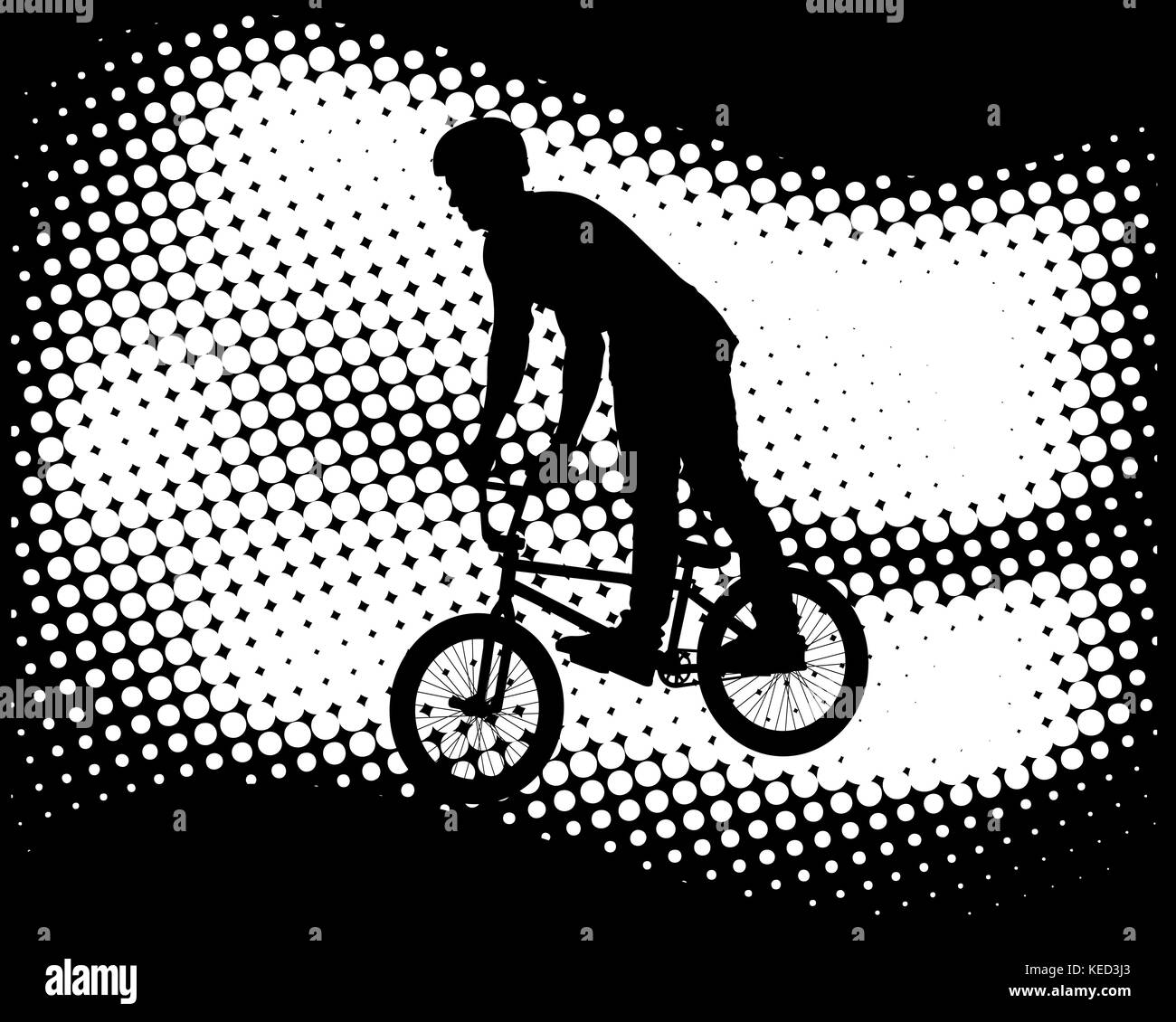 Ciclista de BMX en el semitono - vector de fondo abstracto Ilustración del Vector