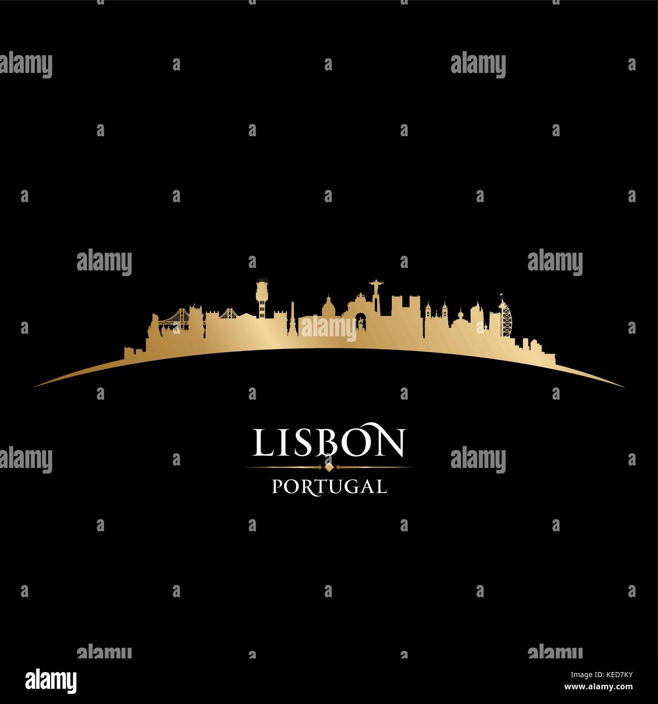 La silueta del horizonte de la ciudad de Lisboa, Portugal. Ilustración vectorial Ilustración del Vector