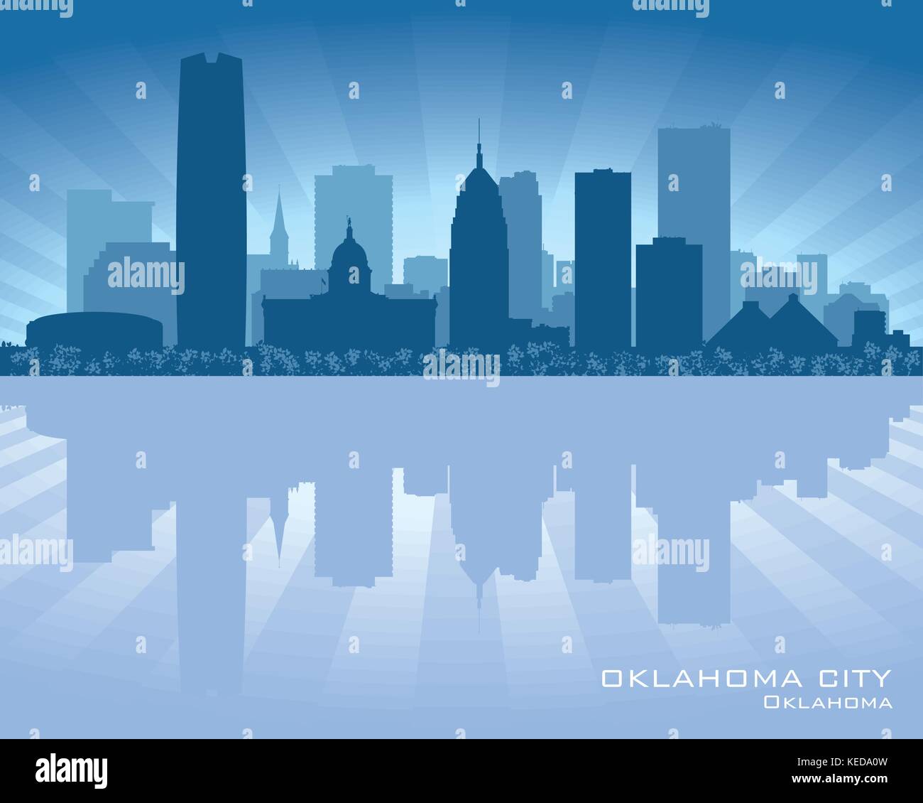 Oklahoma City skyline silueta Ilustración del Vector