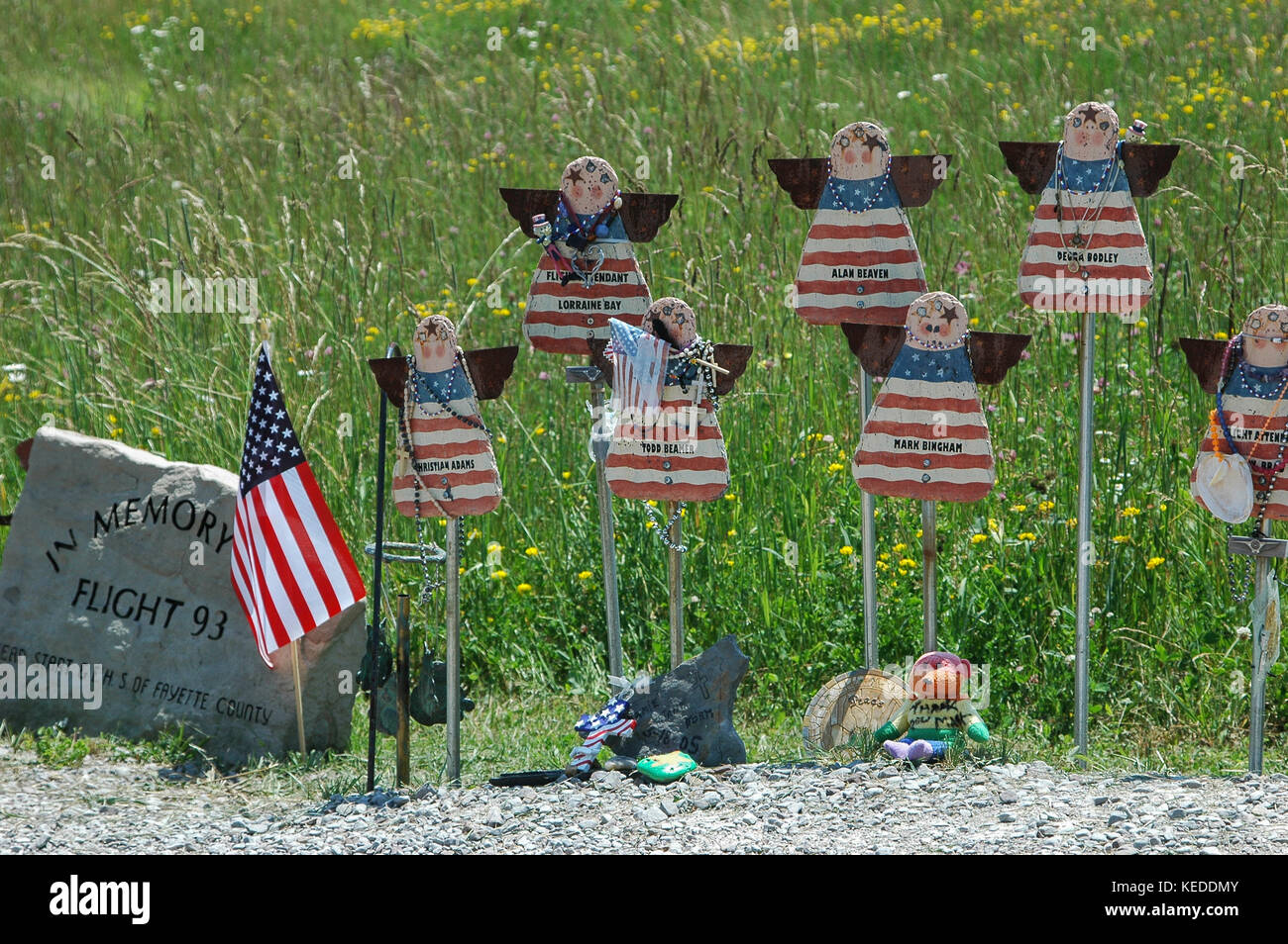 Shanksville, Pensilvania - circa Junio 2005 - memorial temporal a las vidas que se perdieron en el vuelo 93 de septiembre 11, 2001 Foto de stock