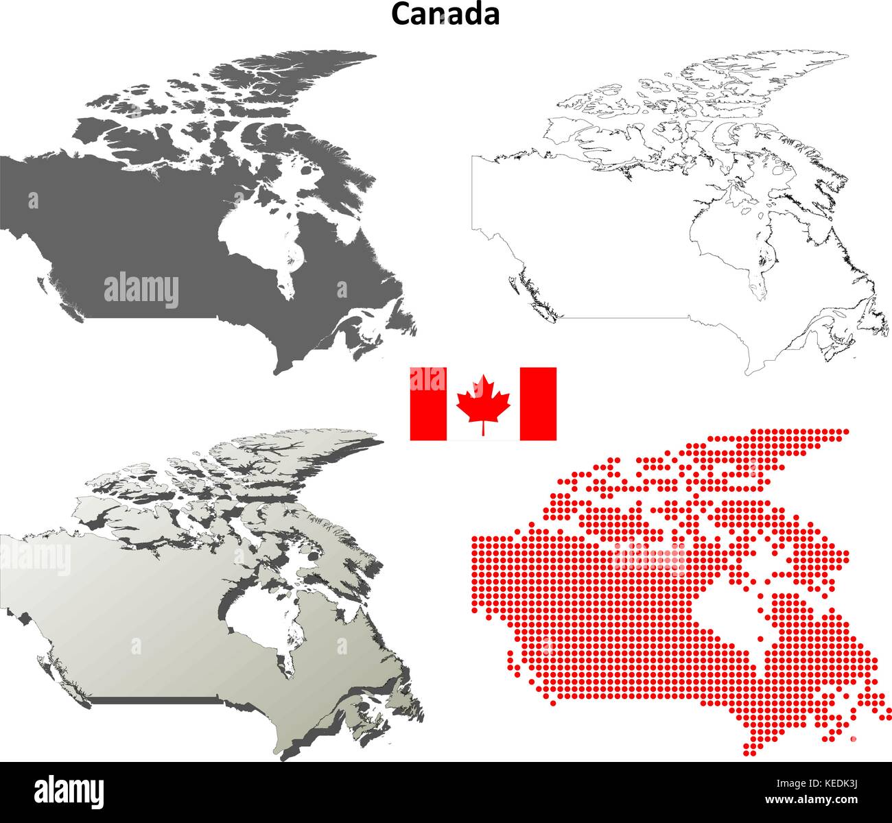 Canadá outline map set Ilustración del Vector
