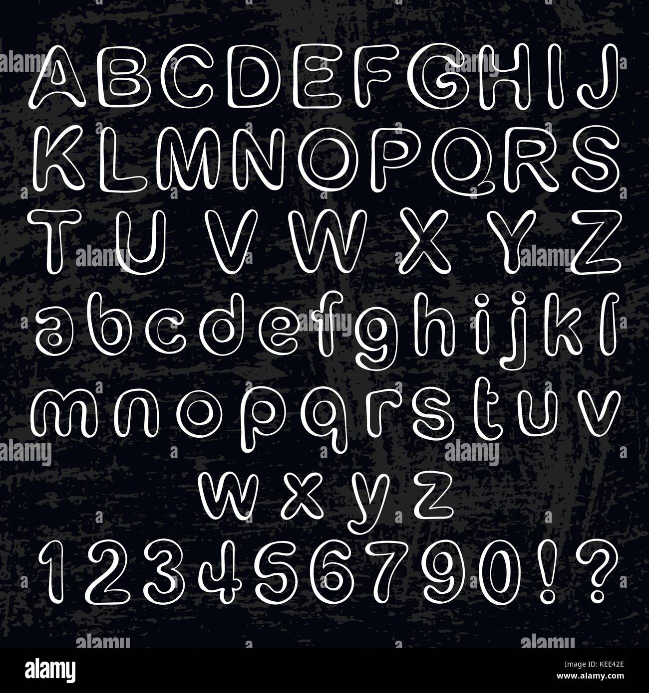 Ilustración del alfabeto de tiza sobre pizarra. colección pictogramas  establecido el vector Imagen Vector de stock - Alamy