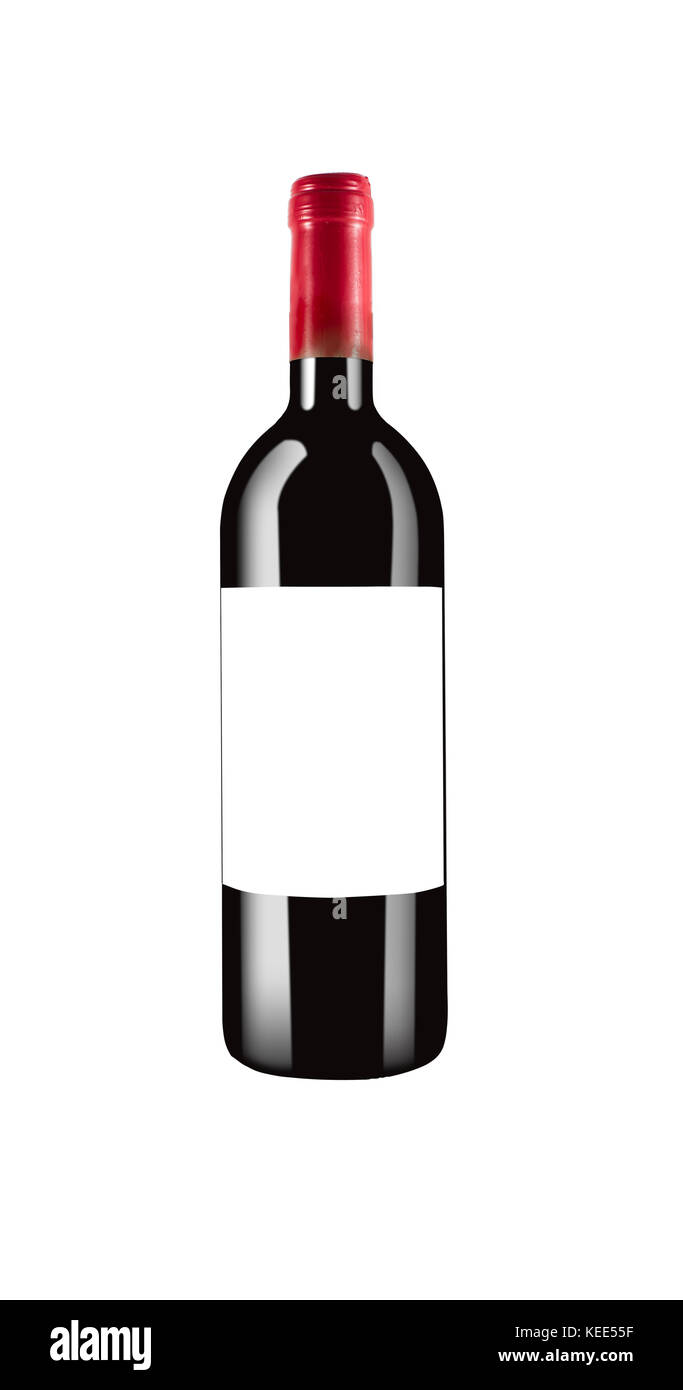 Botella de vino tinto italiano aislados y con etiqueta negra y tapa roja  Fotografía de stock - Alamy