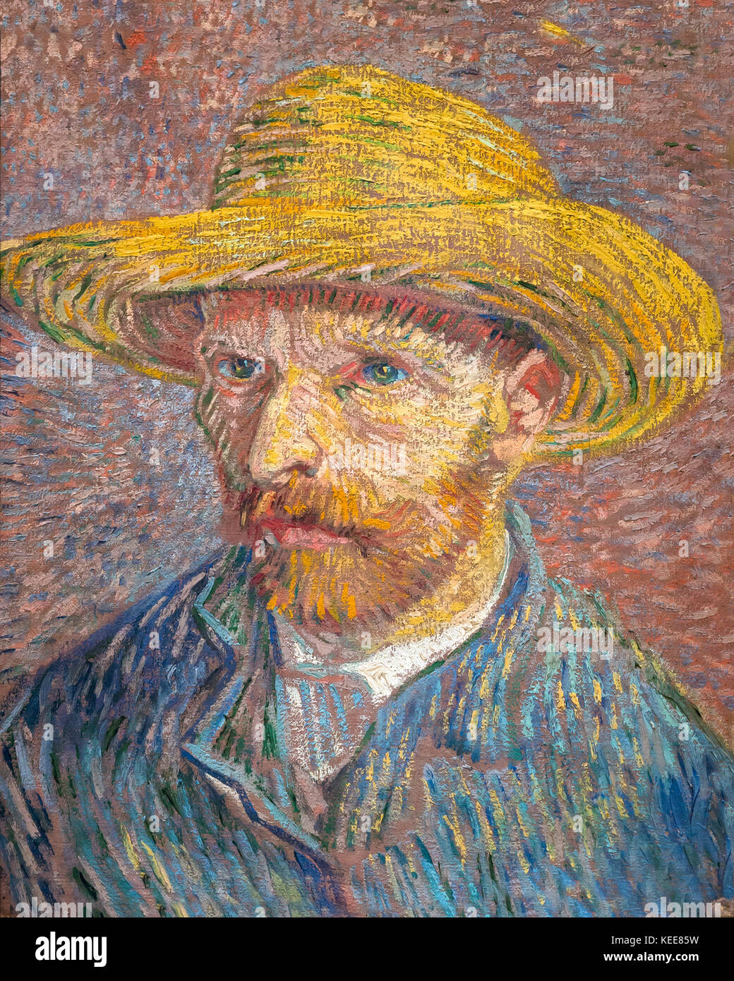 Autorretrato con sombrero de paja, Vincent van Gogh, 1887, Metropolitan Museum of Art, Manhattan, Nueva York, EE.UU., Norteamérica Foto de stock