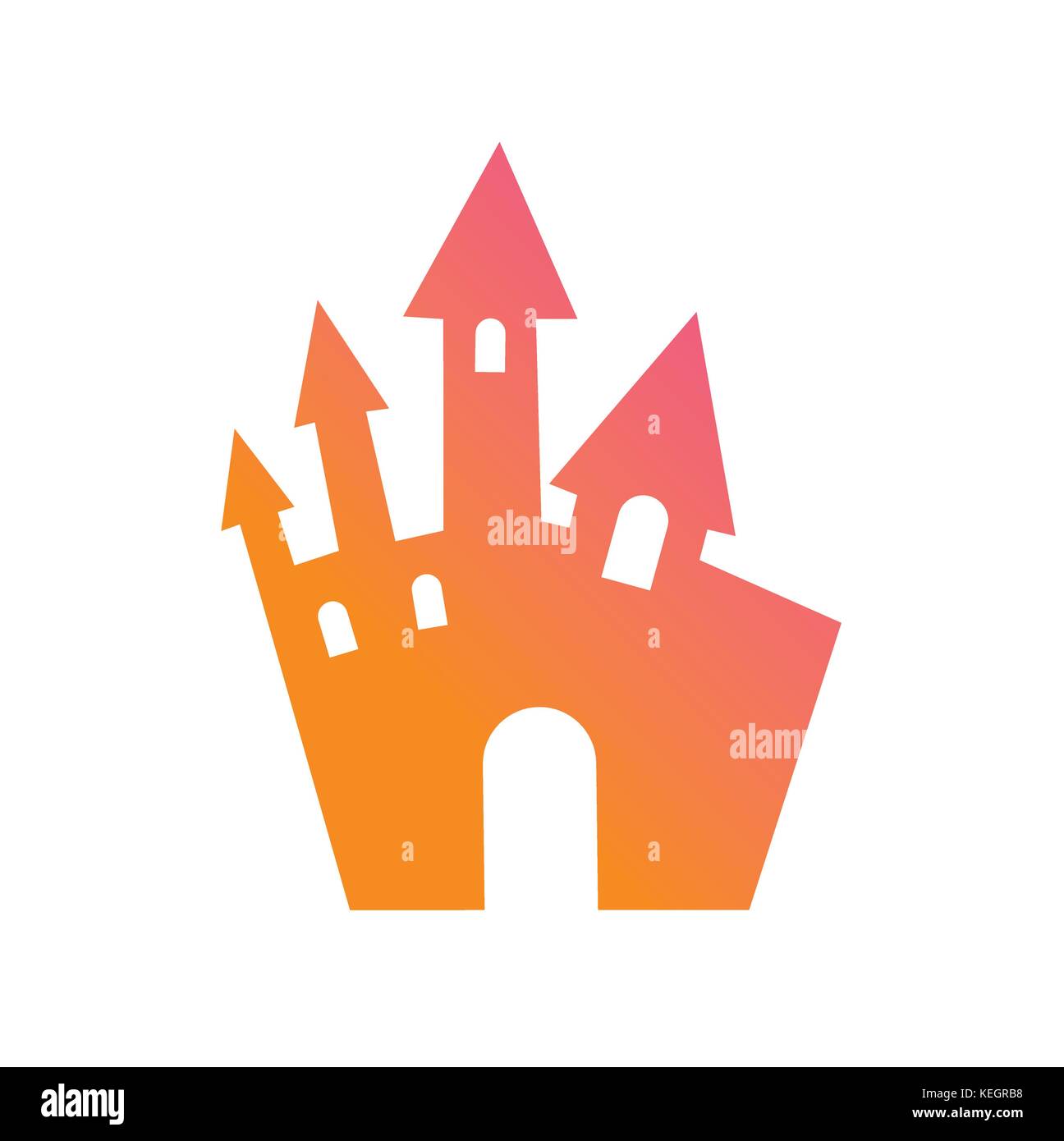 Gradiente de colores rosado a naranja halloween castillo icono de elemento de diseño Ilustración del Vector