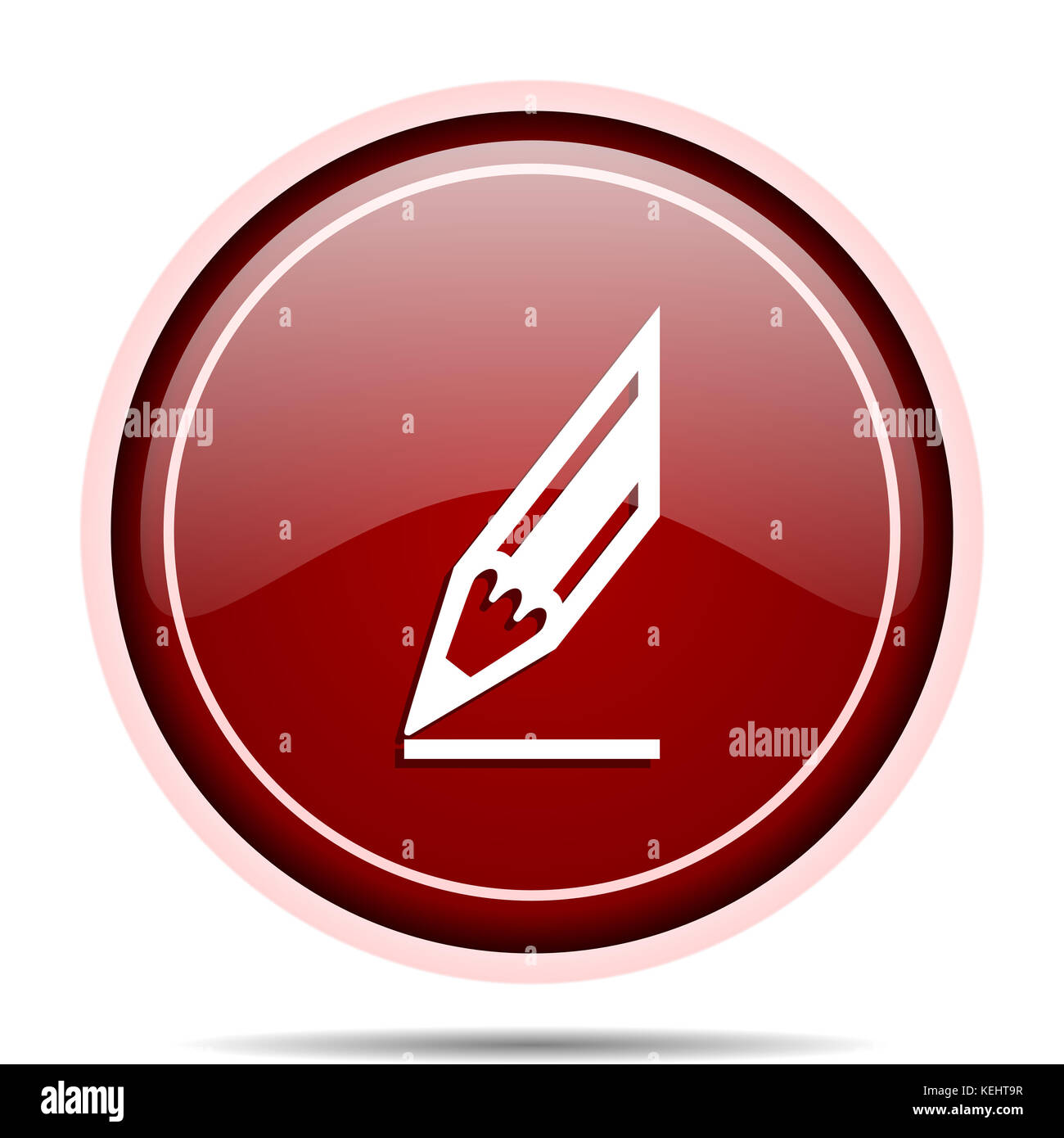 Lápiz redonda roja brillante icono web. Círculo aislado botón de internet  para aplicaciones de smartphone y diseño de la web Fotografía de stock -  Alamy
