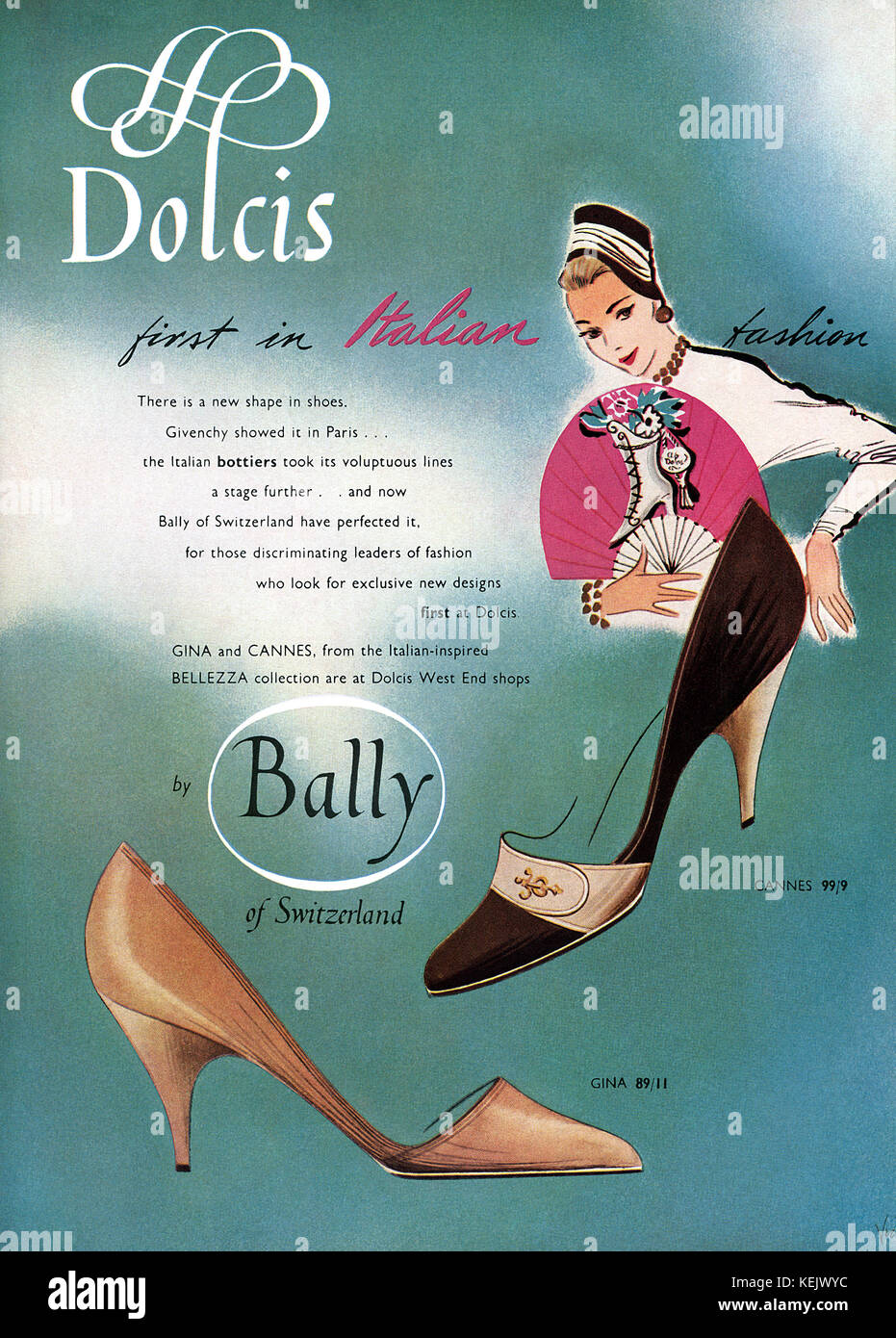 1956 anuncio británico de zapatos Bally en Dolcis zapaterías Fotografía de  stock - Alamy