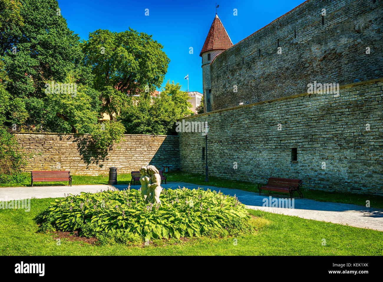 Tallinn, Estonia: la muralla defensiva Foto de stock