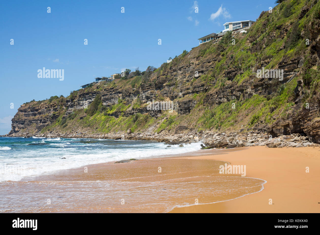Bungan en Newport Beach, una de las famosas playas del norte de Sydney al norte de Sydney, Nueva Gales del Sur, Australia Foto de stock