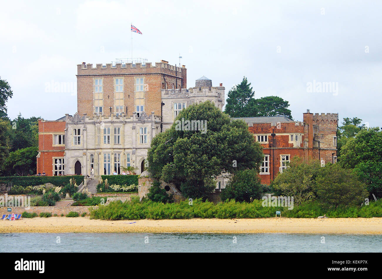 Castillo de Brownsea en la isla de Brownsea, Puerto de Poole, Dorset Reino Unido Foto de stock