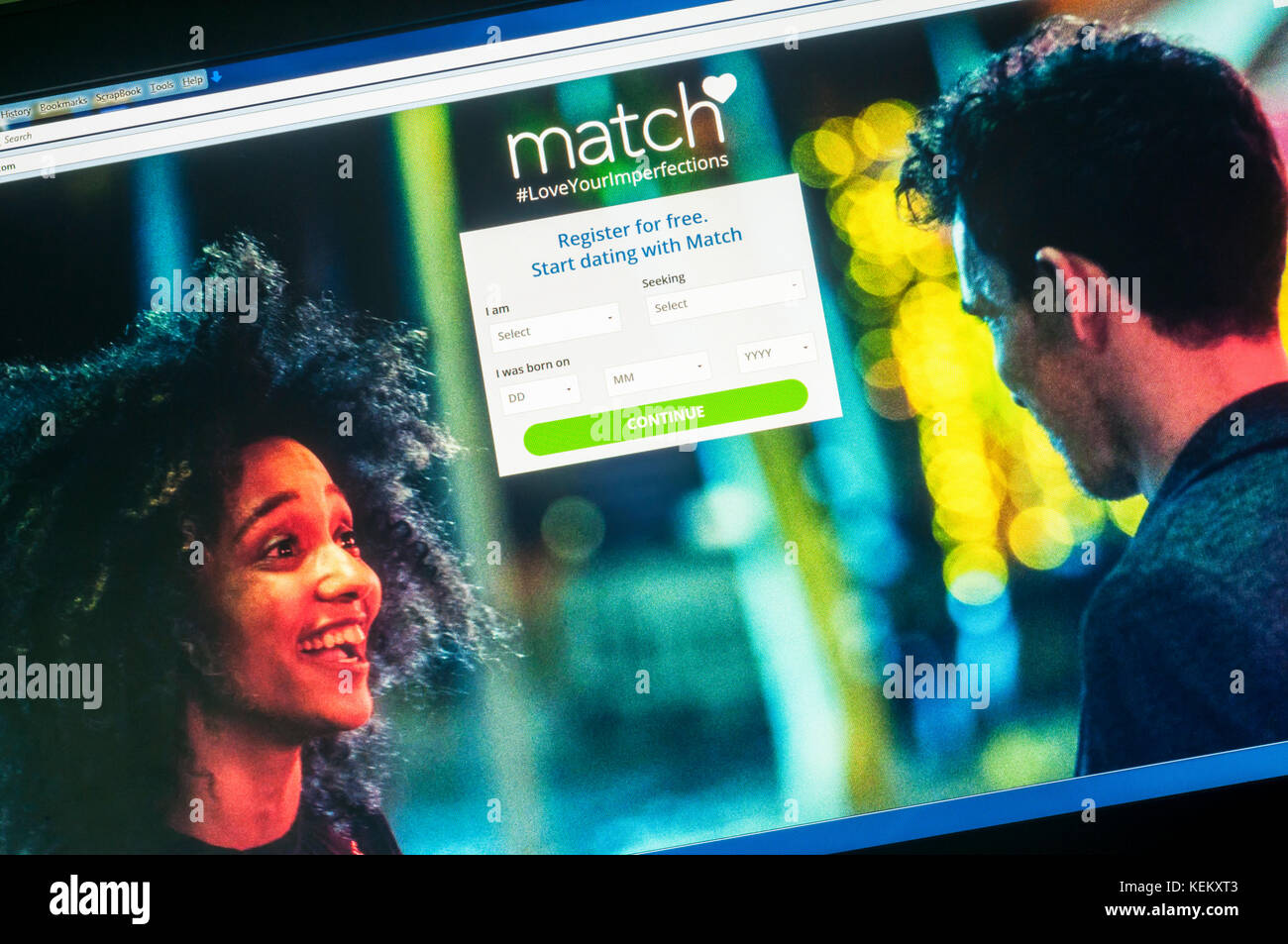 Sitio web del servicio de citas online Match.com Foto de stock
