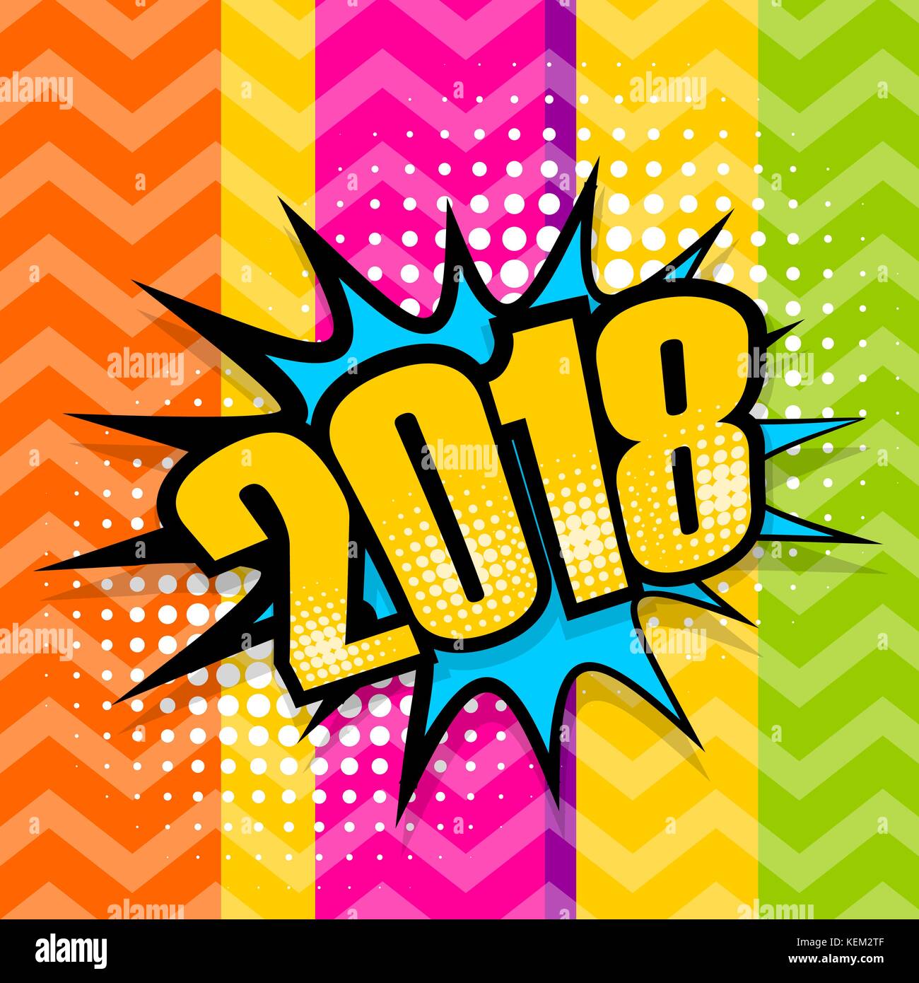 Pop art comic texto 2018 discurso de burbuja Imagen Vector de stock Alamy