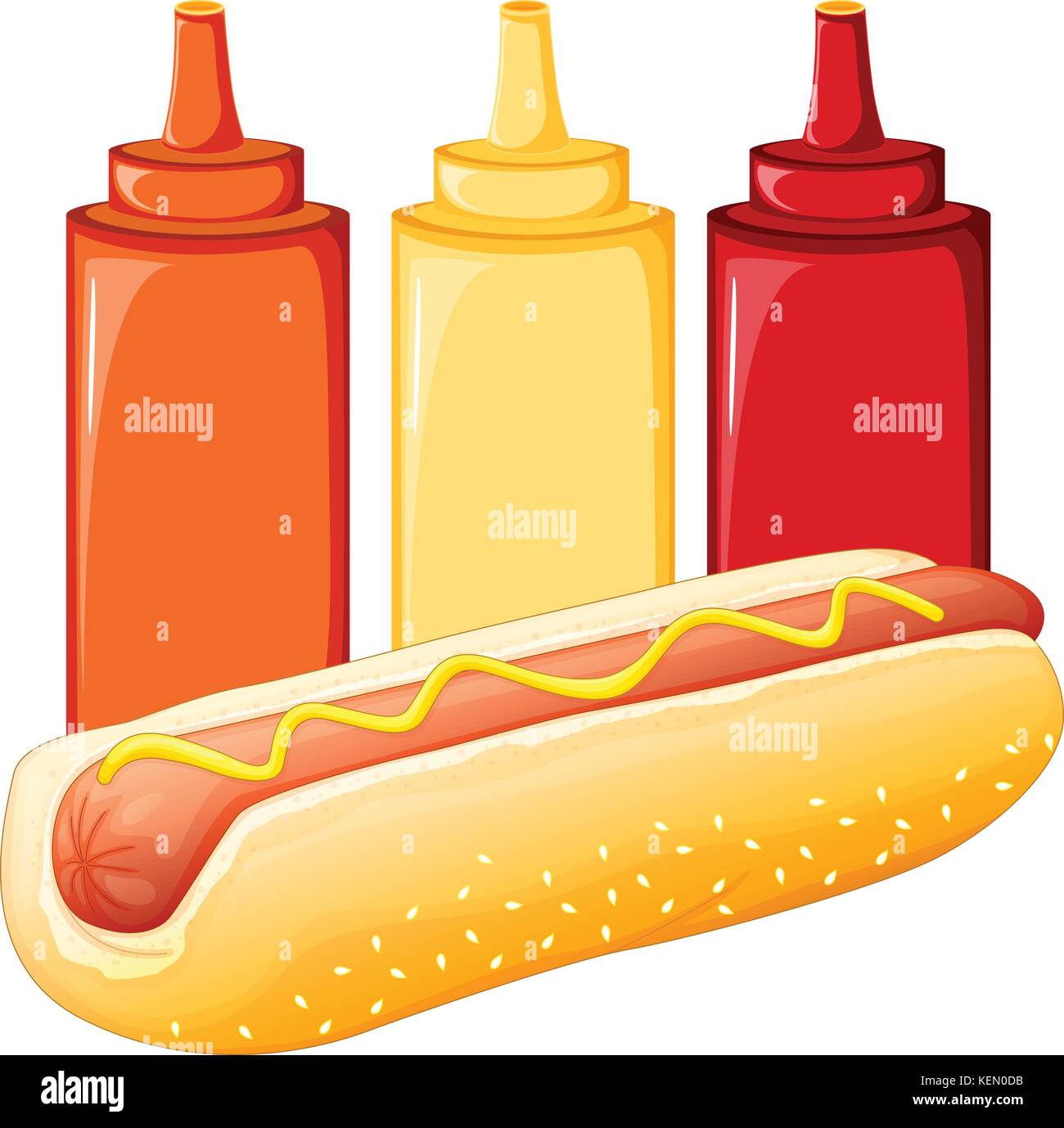 Ilustración de un hot dog y salsas Imagen Vector de stock Alamy