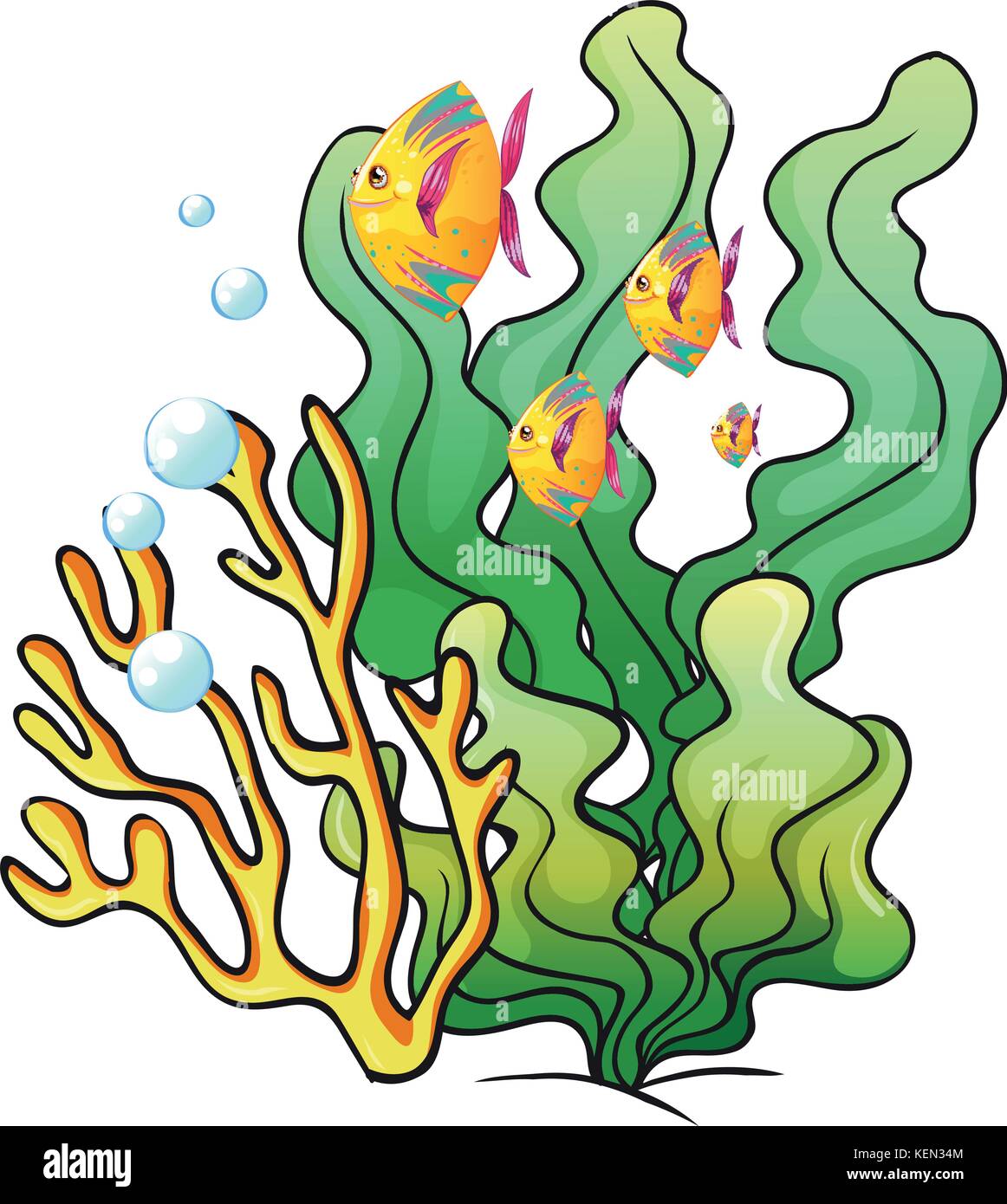 Ilustración de una escuela de peces