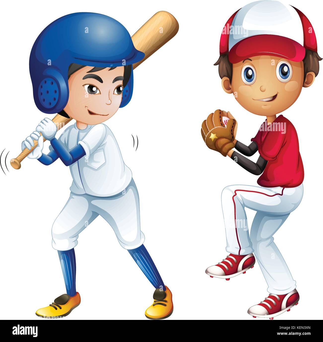 Ilustración de niños jugando béisbol Imagen Vector de stock - Alamy