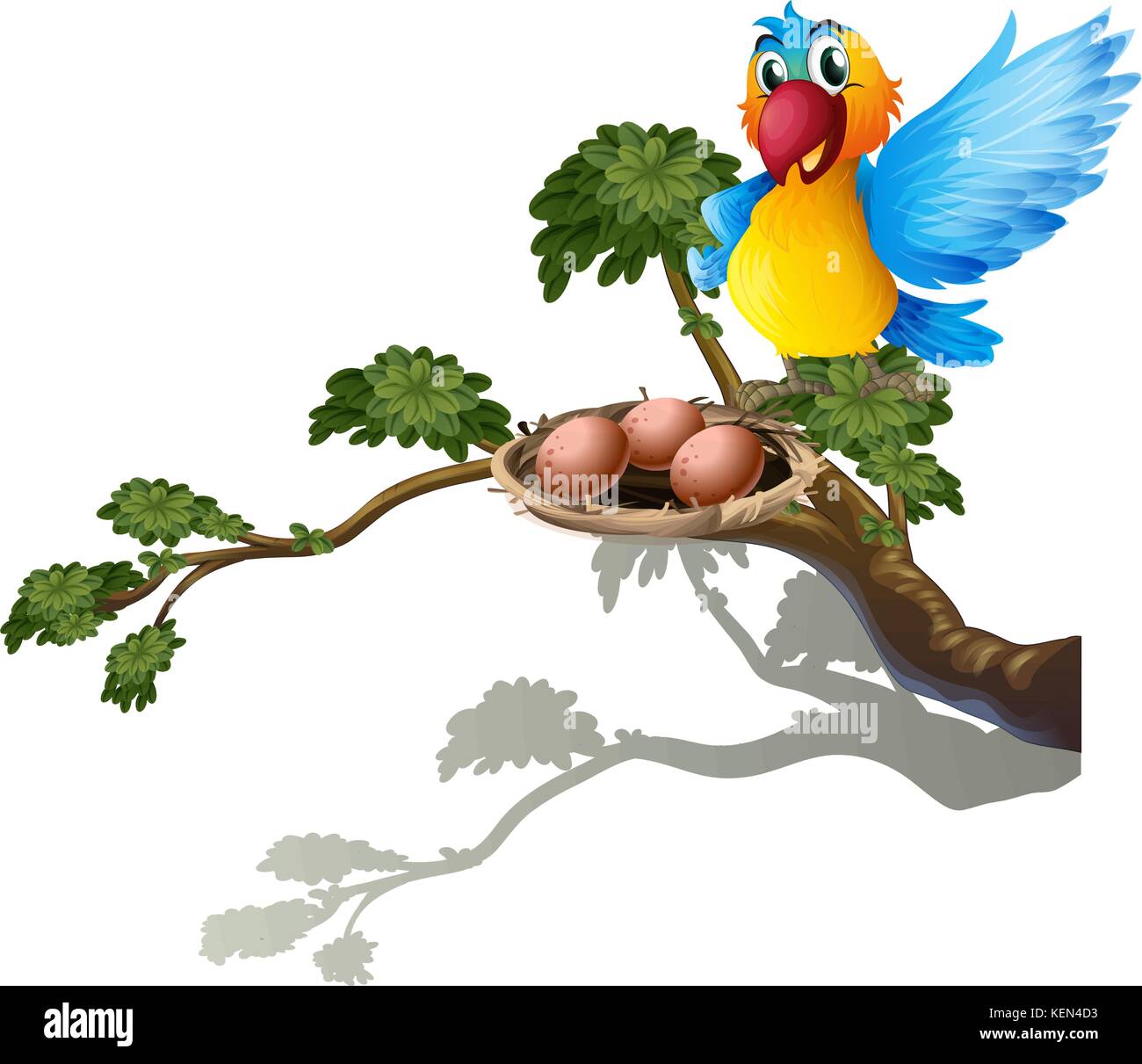 Ilustración de un avistaje de aves el nido sobre un fondo blanco. Ilustración del Vector