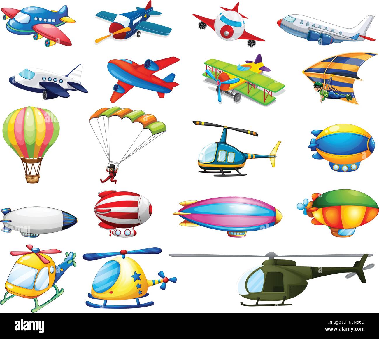 Los diferentes modos de transporte aéreo Imagen Vector de stock - Alamy