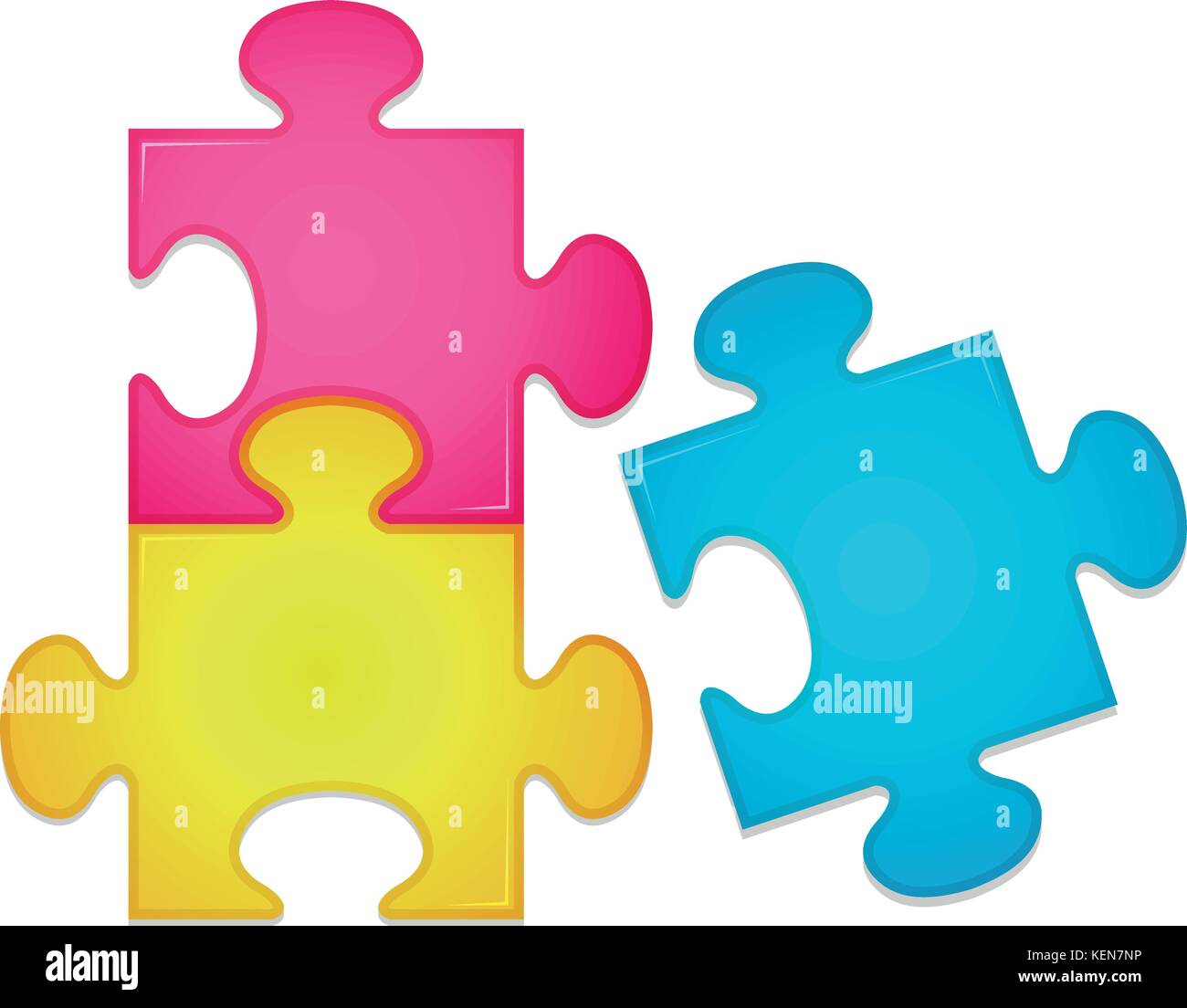 Ilustración de tres piezas de rompecabezas Imagen Vector de stock - Alamy