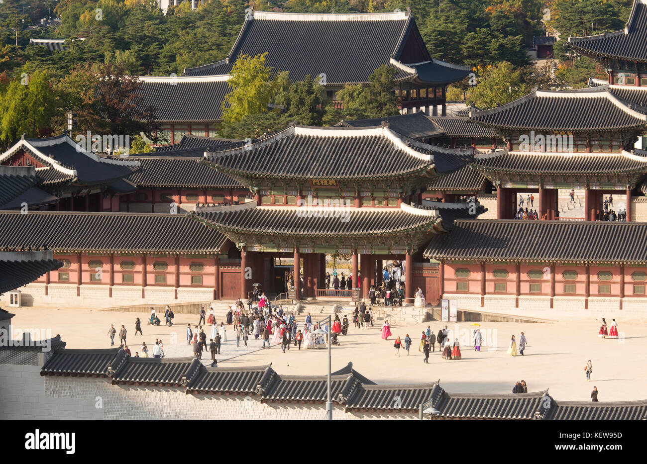 El Palacio Gyeongbokgung, oct 23, 2017 : el Palacio Gyeongbokgung es visto en Seúl, Corea del Sur. También conocido como el Palacio Gyeongbokgung o palacio Gyeongbok, fue construido en 1395 y fue el principal palacio real de la dinastía Joseon (1392 - 1910). Crédito: Lee Jae-won/aflo/alamy live news Foto de stock